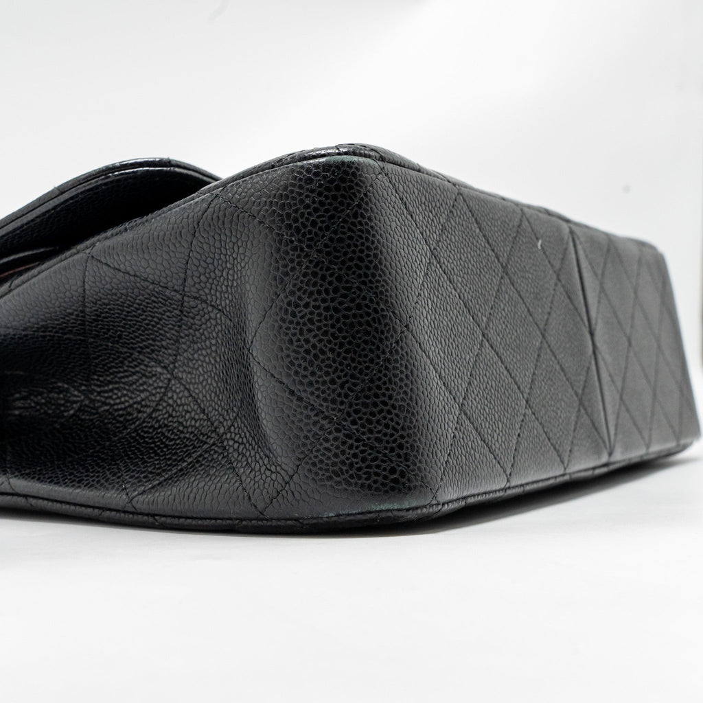 CHANEL JUMBO CLASSIC DOUBLE FLAP BAG CAVIAR BLACK SHW