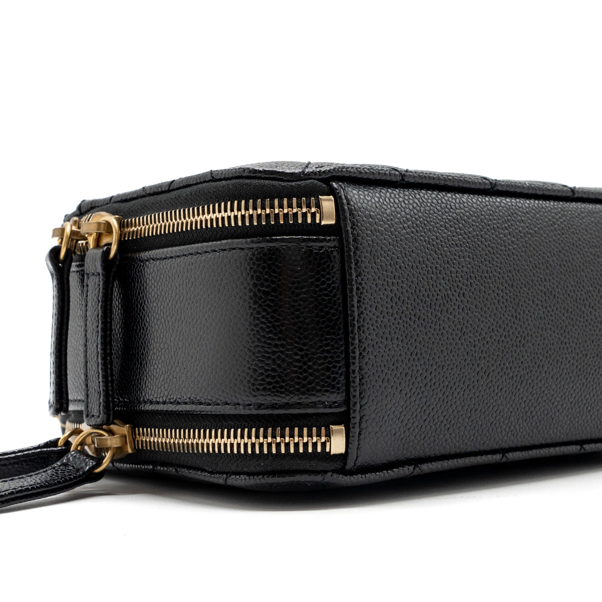 CHANEL LETTER TOP HANDLE SMALL VANITY CASE CAVIAR BLACK BRUSHED GHW(MICROCHIP)