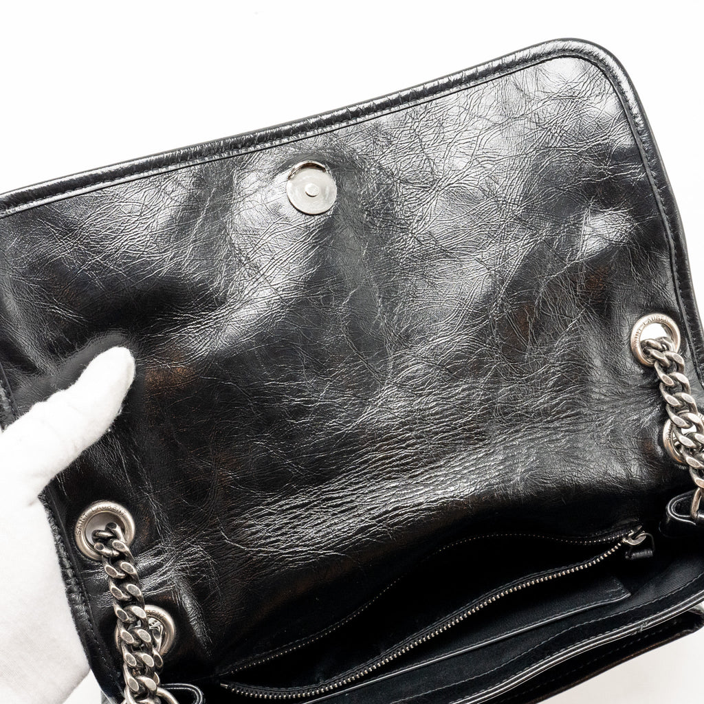 SAINT LAURENT/YSL MEDIUM NIKI CHAIN BAG VINTAGE CALFSKIN BLACK SHW