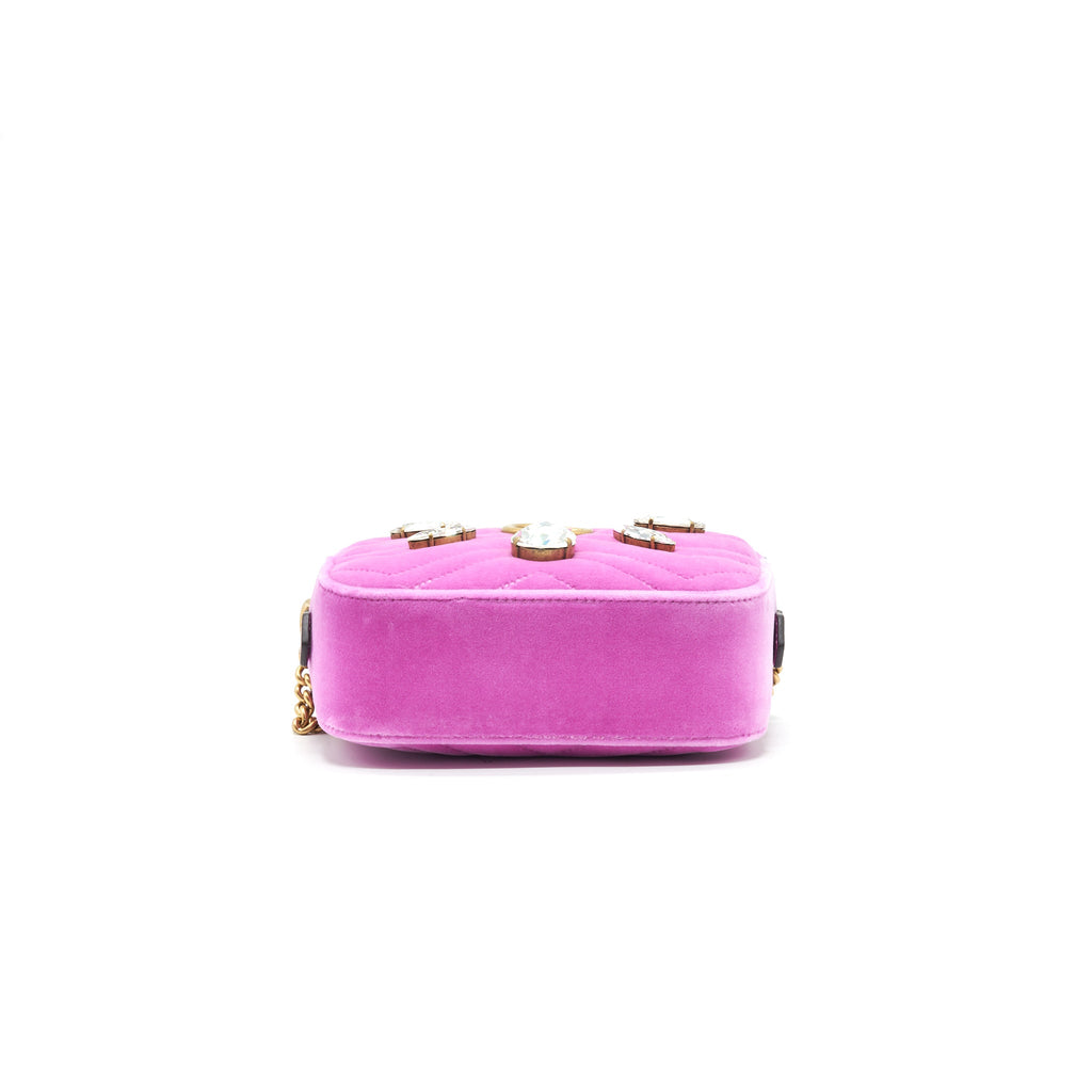 GUCCI VELVET MINI MARMONT CAMERA BAG PINK