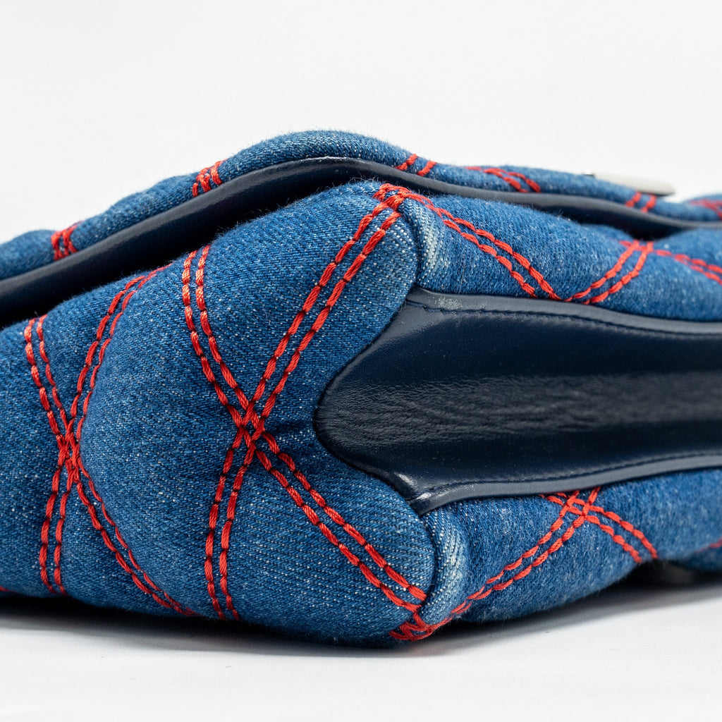 LOUIS VUITTON MALLETAHE GO-14 MM BAG DENIM/LEATHER BLUE/RED SHW