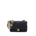 CHANEL CHUNKY CHAIN FLAP BAG DENIM BLACK BRUSHED GHW (MICROCHIP)