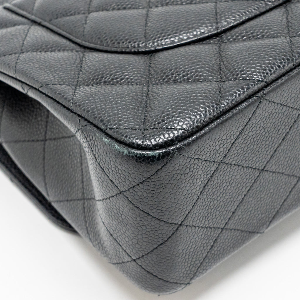 CHANEL JUMBO CLASSIC DOUBLE FLAP BAG CAVIAR BLACK SHW