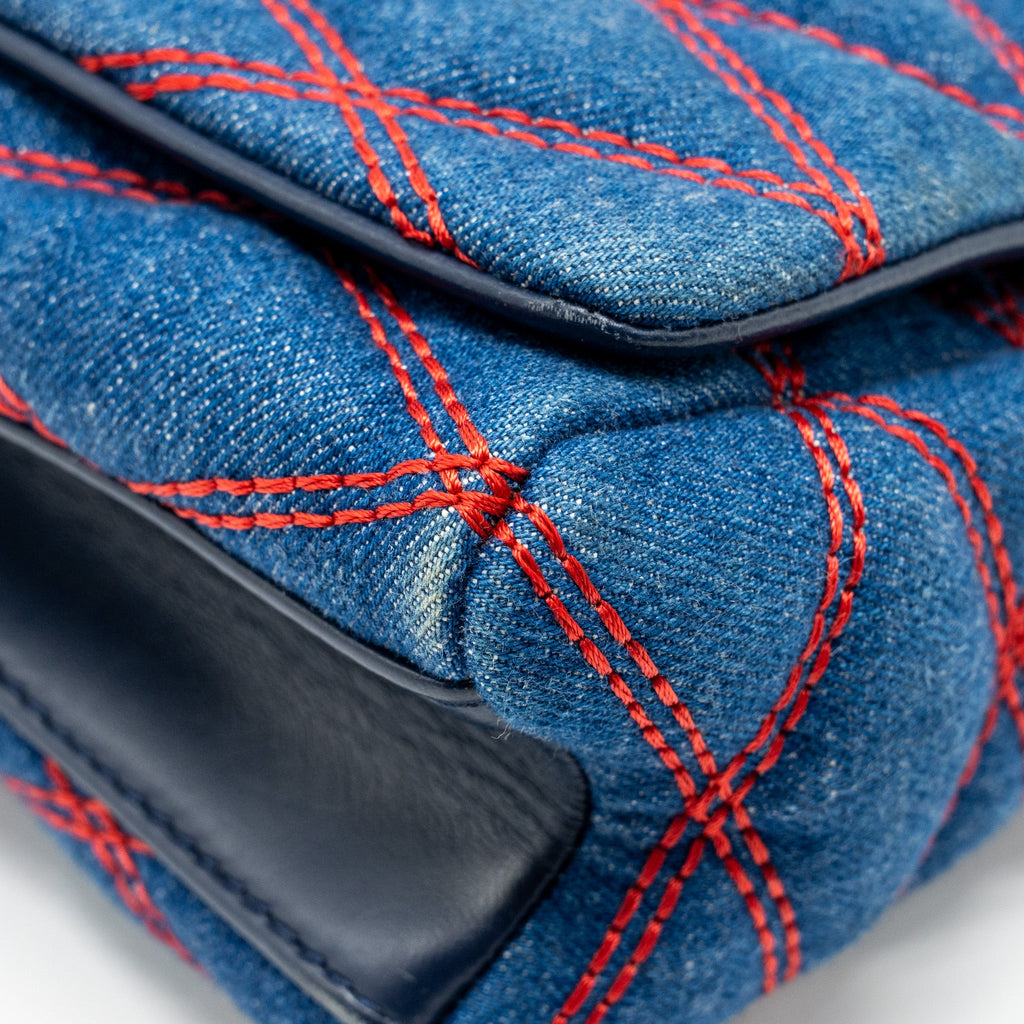LOUIS VUITTON MALLETAHE GO-14 MM BAG DENIM/LEATHER BLUE/RED SHW