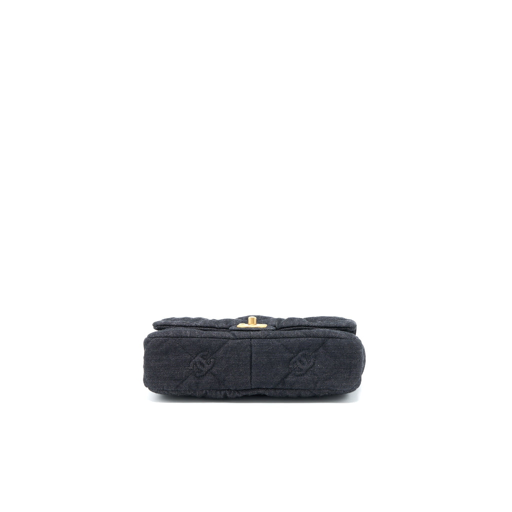 CHANEL CHUNKY CHAIN FLAP BAG DENIM BLACK BRUSHED GHW (MICROCHIP)