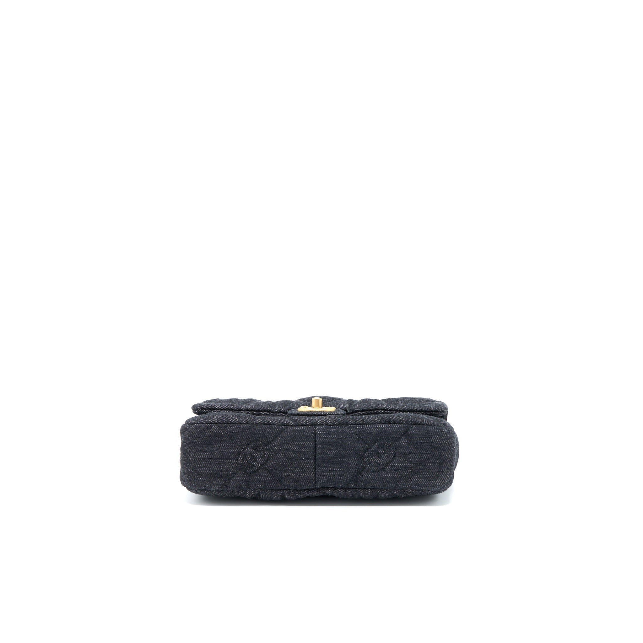 CHANEL CHUNKY CHAIN FLAP BAG DENIM BLACK BRUSHED GHW (MICROCHIP)