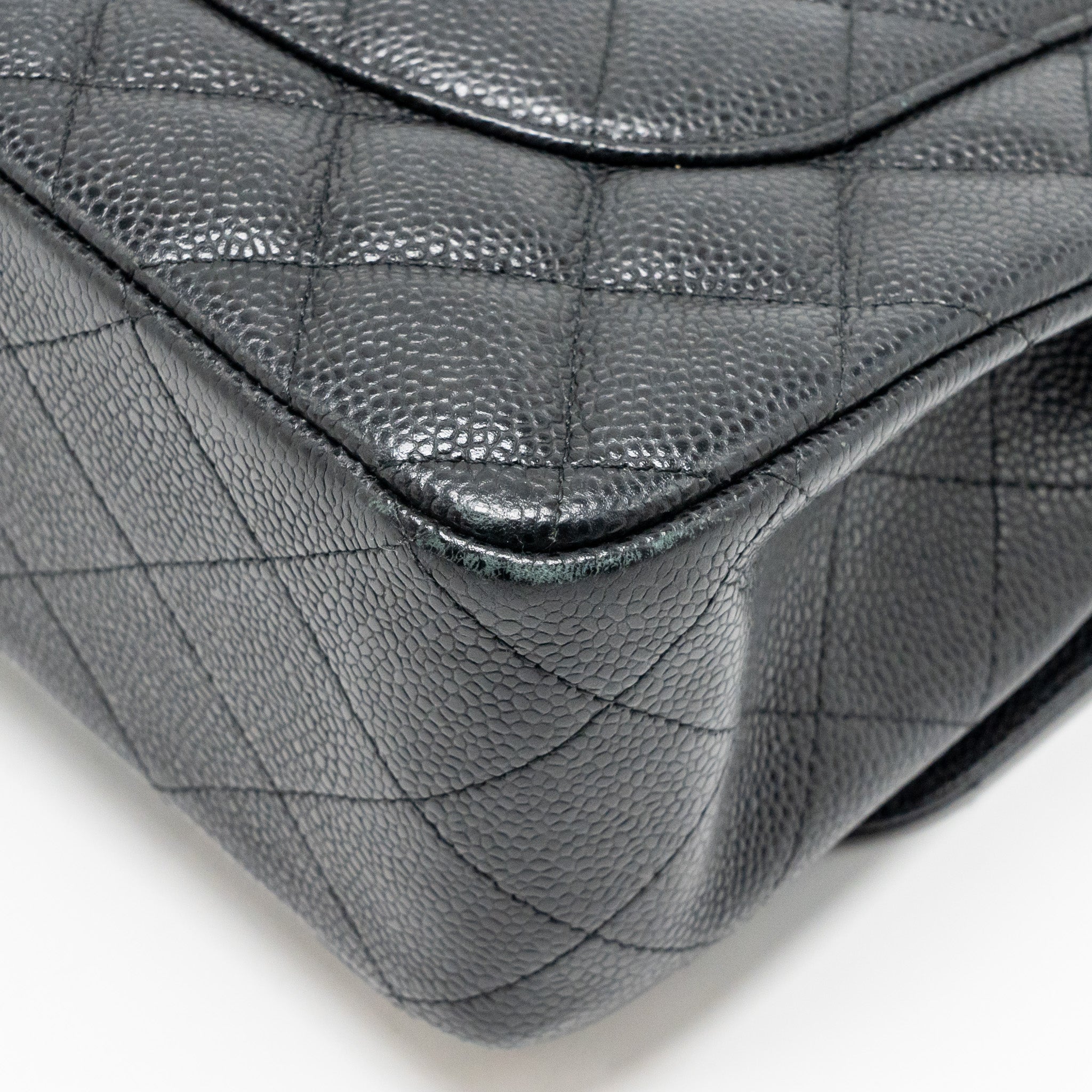 CHANEL JUMBO CLASSIC DOUBLE FLAP BAG CAVIAR BLACK SHW