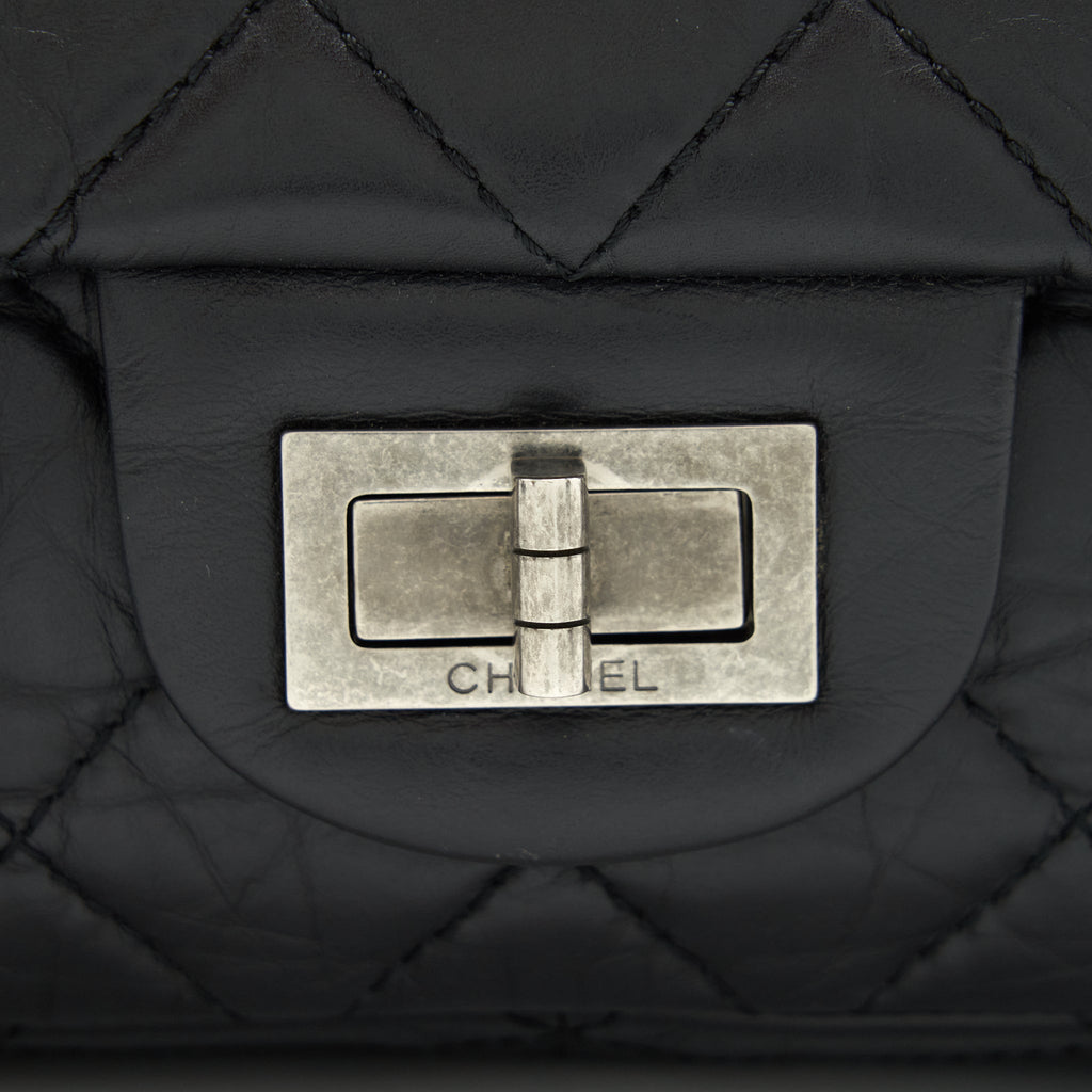 CHANEL 2.55 227 REISSUE CALFSKIN BLACK RUTHENIUM HARDWARE