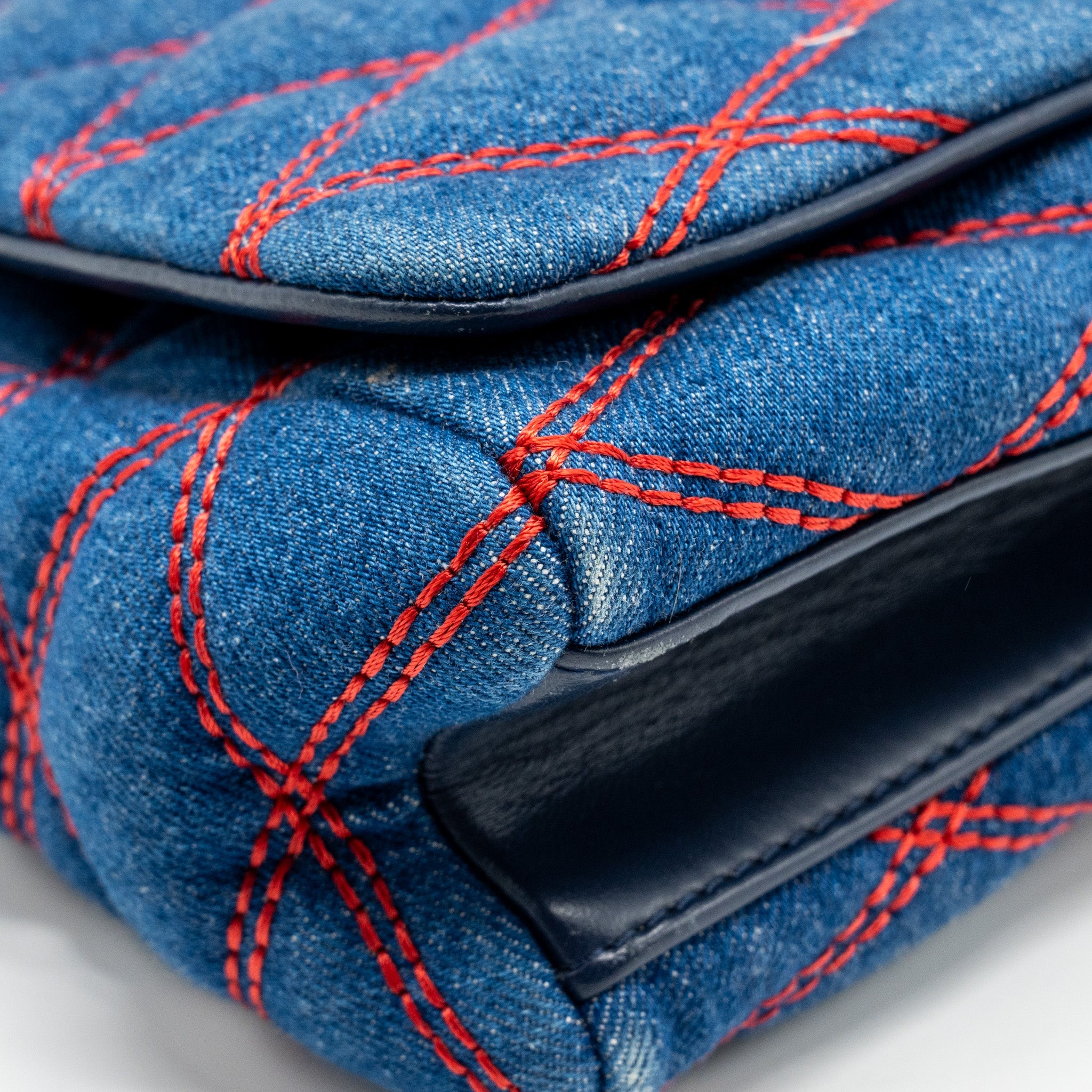 LOUIS VUITTON MALLETAHE GO-14 MM BAG DENIM/LEATHER BLUE/RED SHW