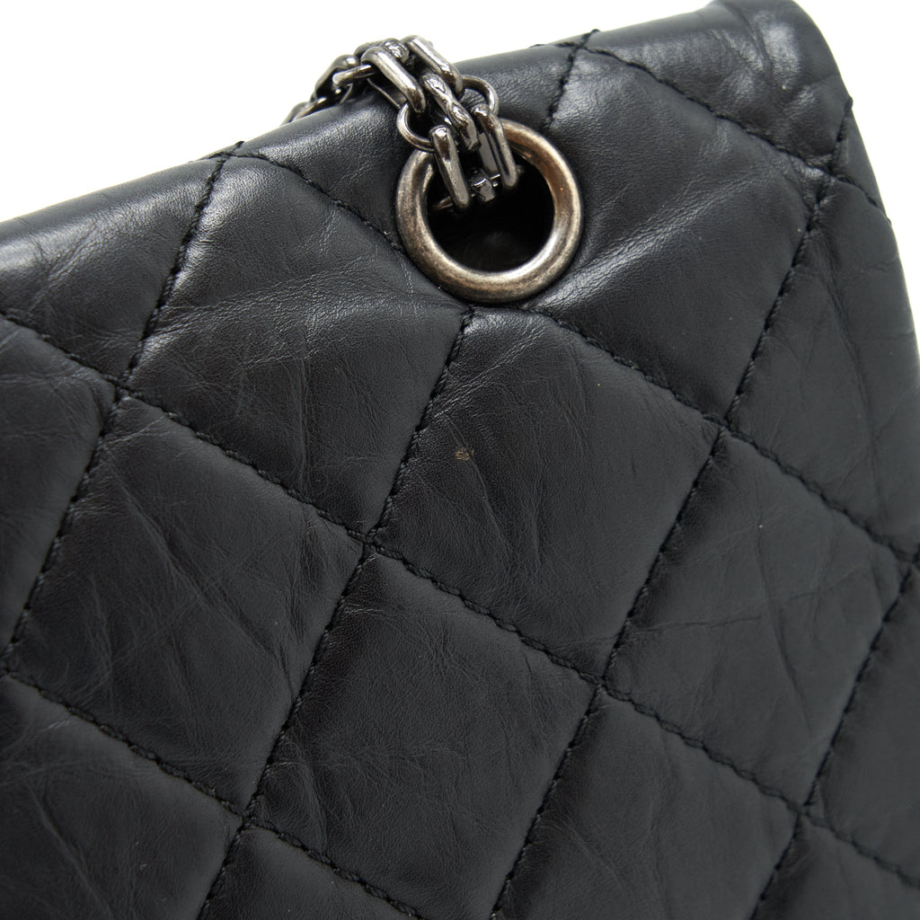CHANEL 2.55 227 REISSUE CALFSKIN BLACK RUTHENIUM HARDWARE
