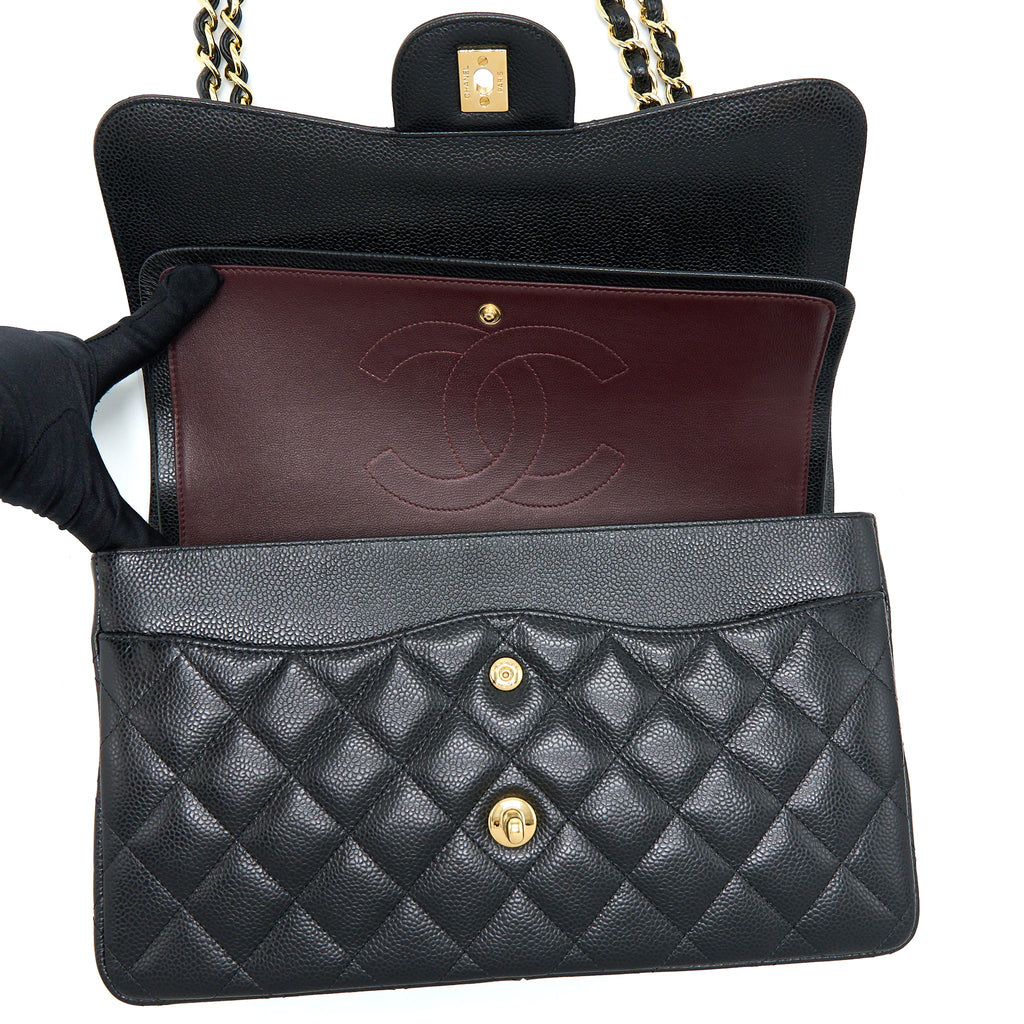 CHANEL JUMBO CLASSIC FLAP BAG CAVIAR BLACK GHW