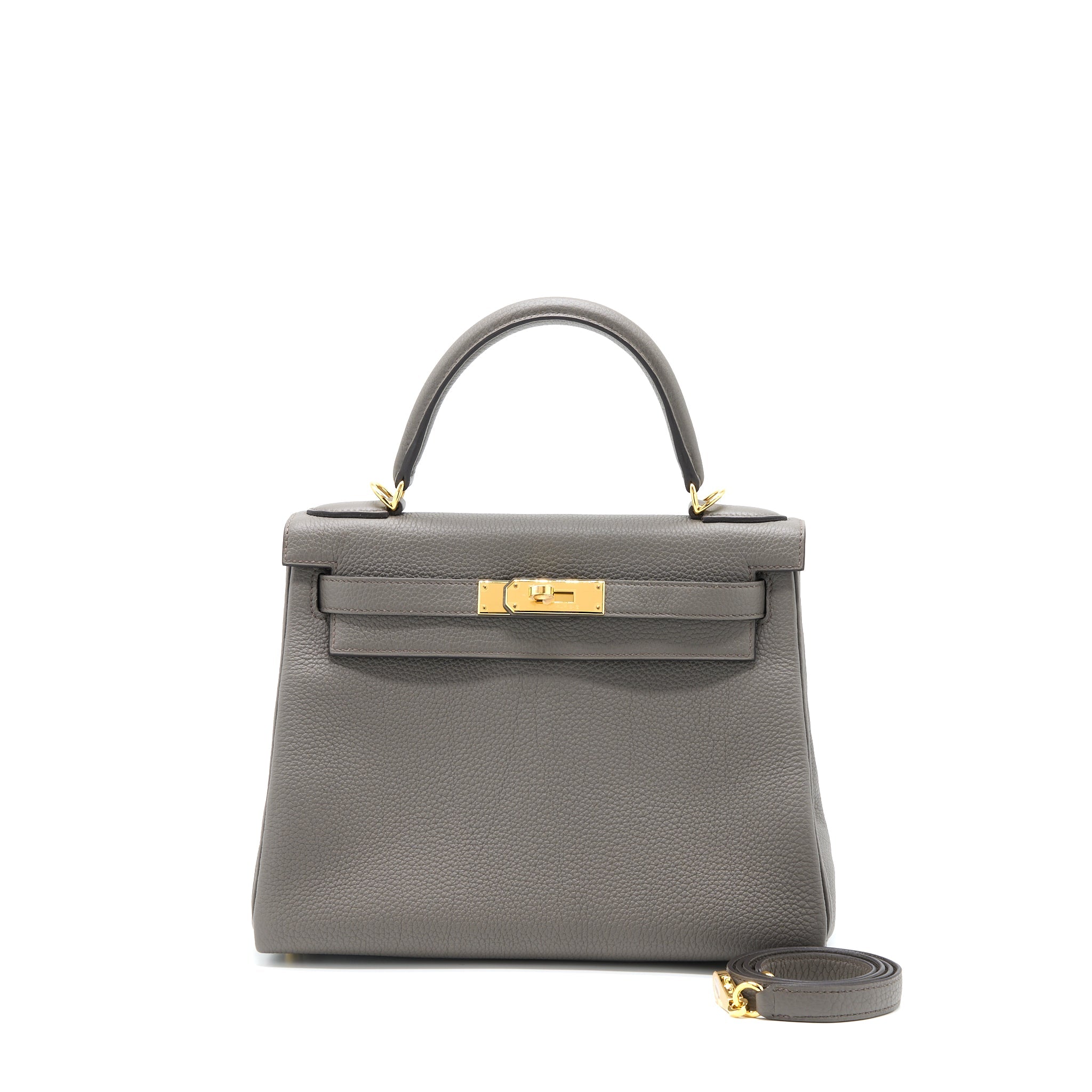 HERMES KELLY 28 TOGO 8F GRIS ETAIN GHW