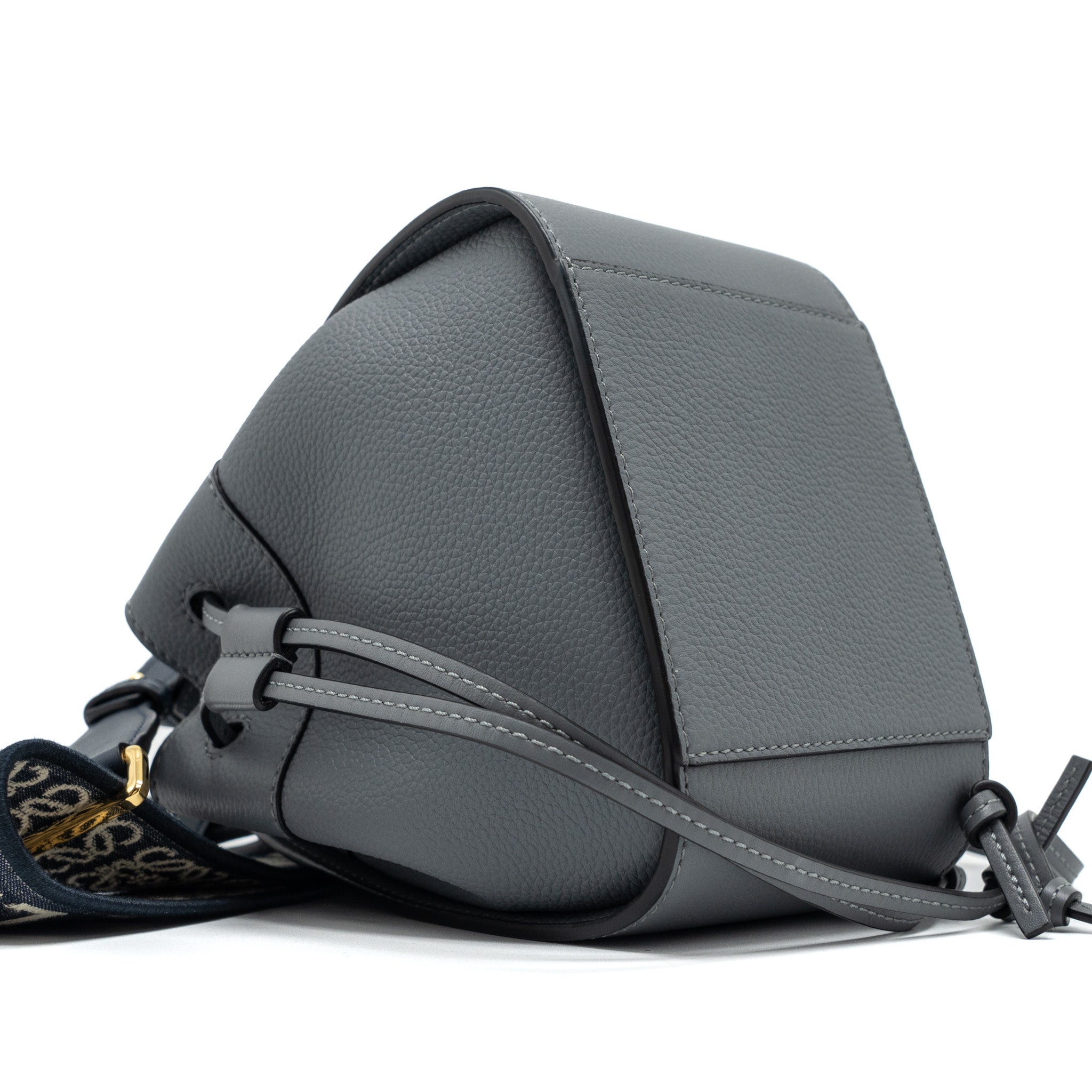 LOEWE MINI HAMMOCK DRAWSTRING IN SOFT GRAINED CALFSKIN ASPHALT GREY GHW