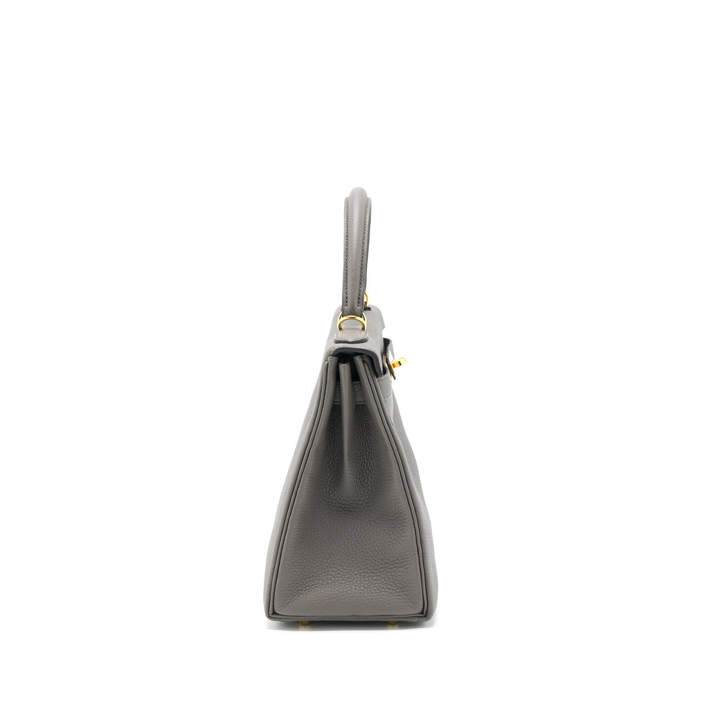 HERMES KELLY 28 TOGO 8F GRIS ETAIN GHW