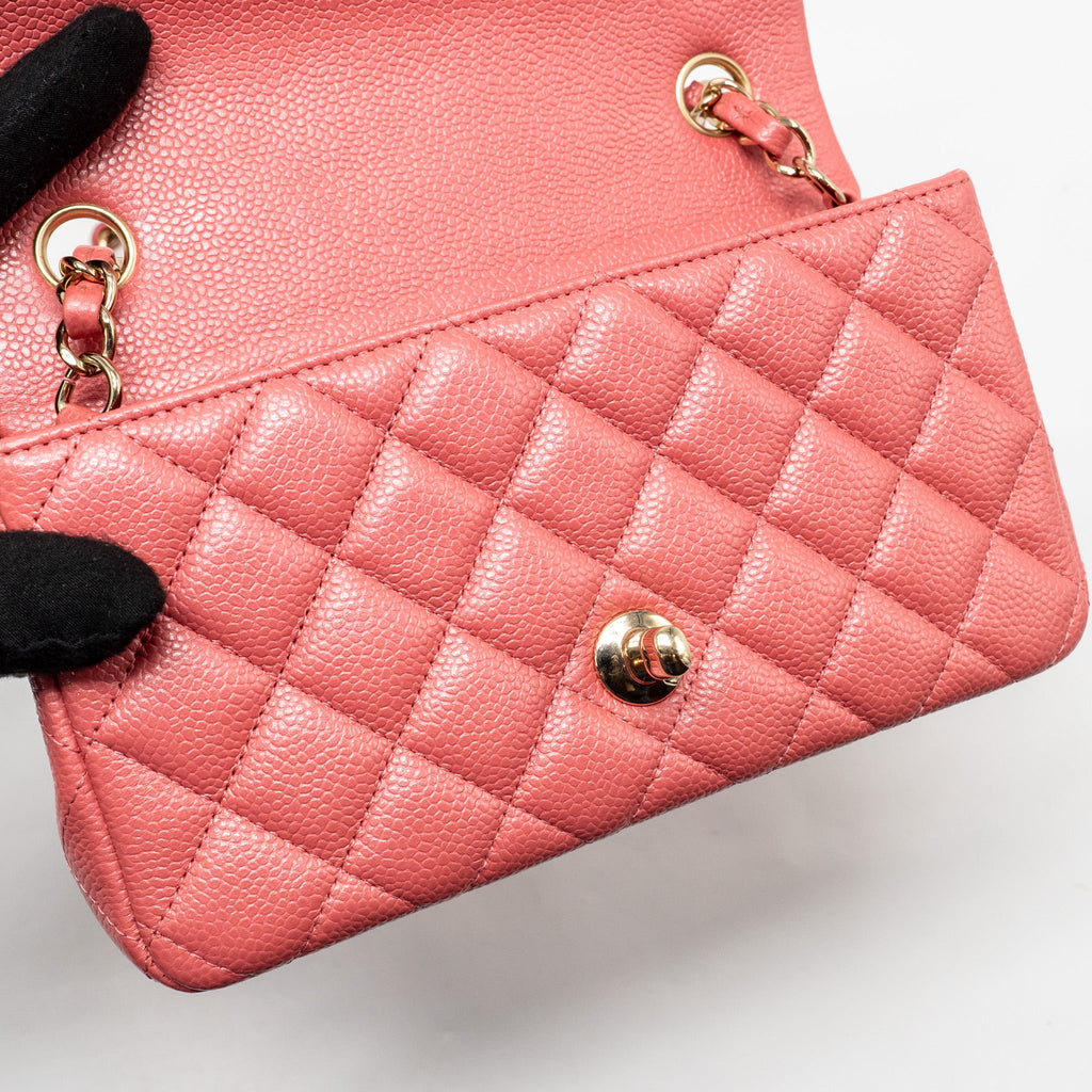 CHANEL MINI RECTANGULAR FLAP BAG CAVIAR PINK GHW