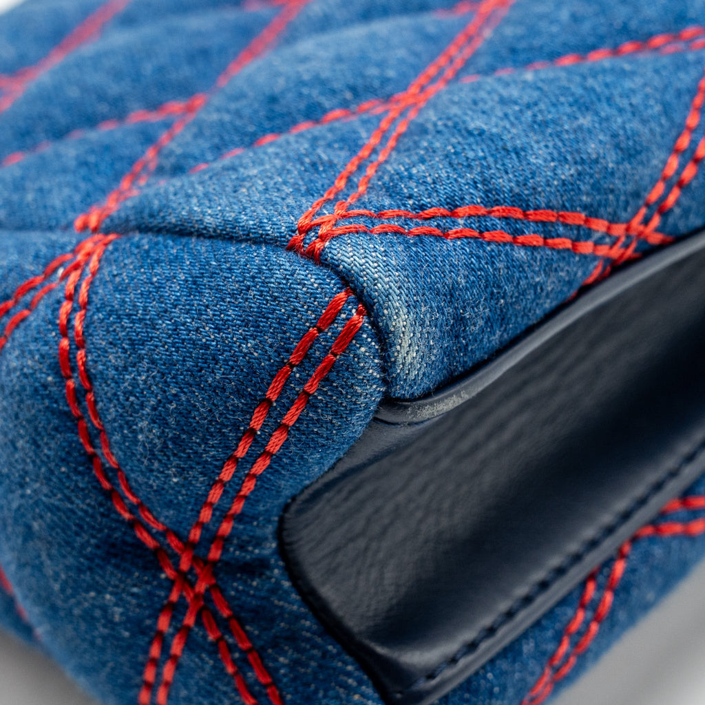 LOUIS VUITTON MALLETAHE GO-14 MM BAG DENIM/LEATHER BLUE/RED SHW