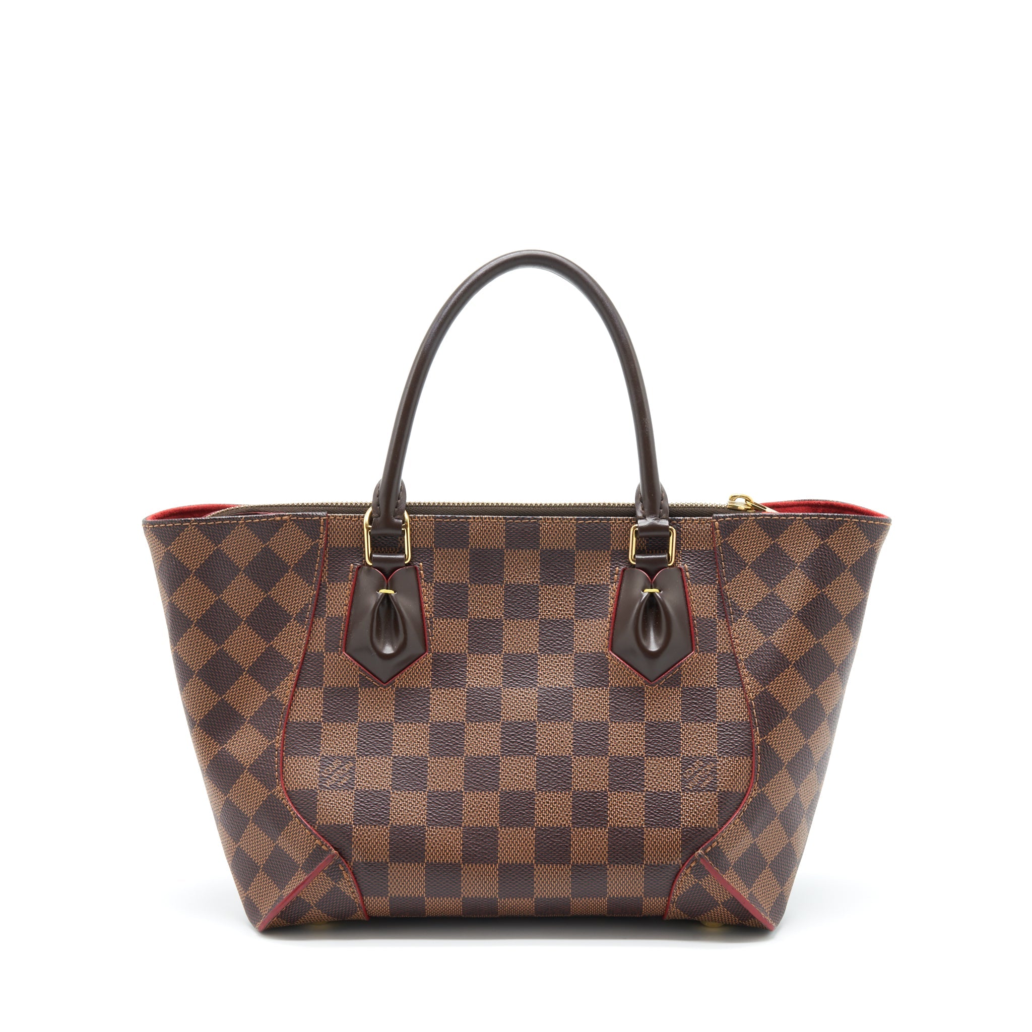 LOUIS VUITTON TOP HANDLE TOTE BAG WITH STRAP DAMIER EBENE/RED GHW