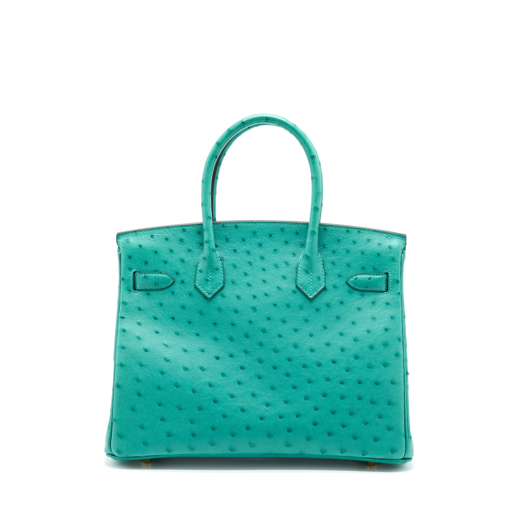 HERMES BIRKIN 30 OSTRICH U1 VERT VERONE GHW