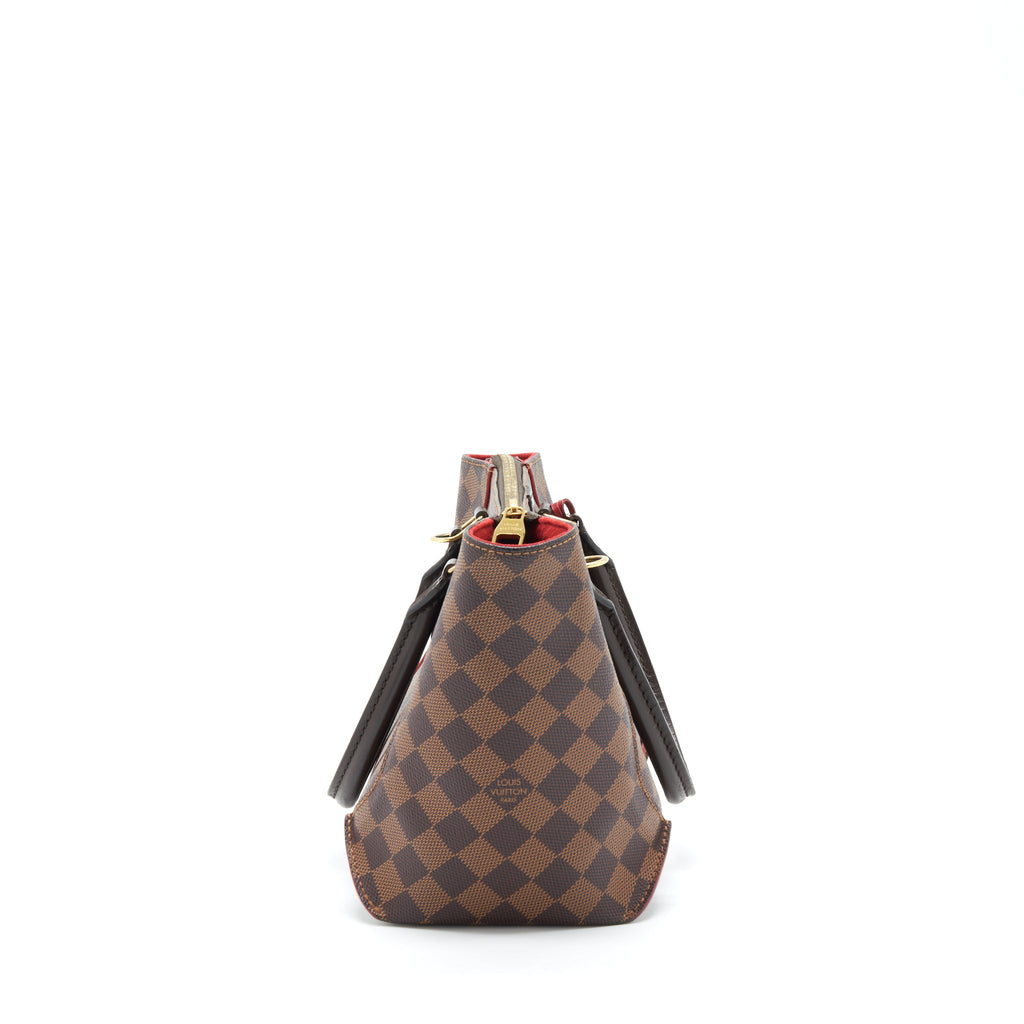 LOUIS VUITTON TOP HANDLE TOTE BAG WITH STRAP DAMIER EBENE/RED GHW