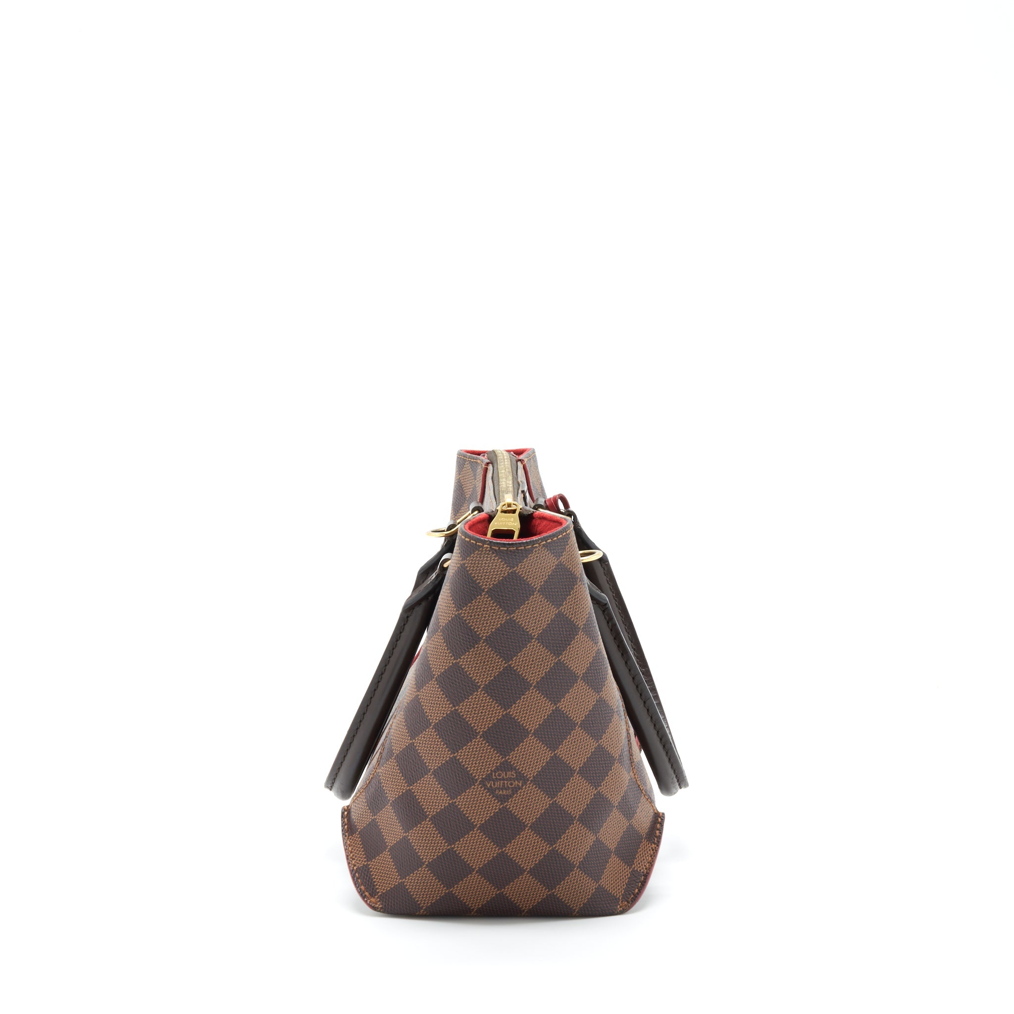 LOUIS VUITTON TOP HANDLE TOTE BAG WITH STRAP DAMIER EBENE/RED GHW