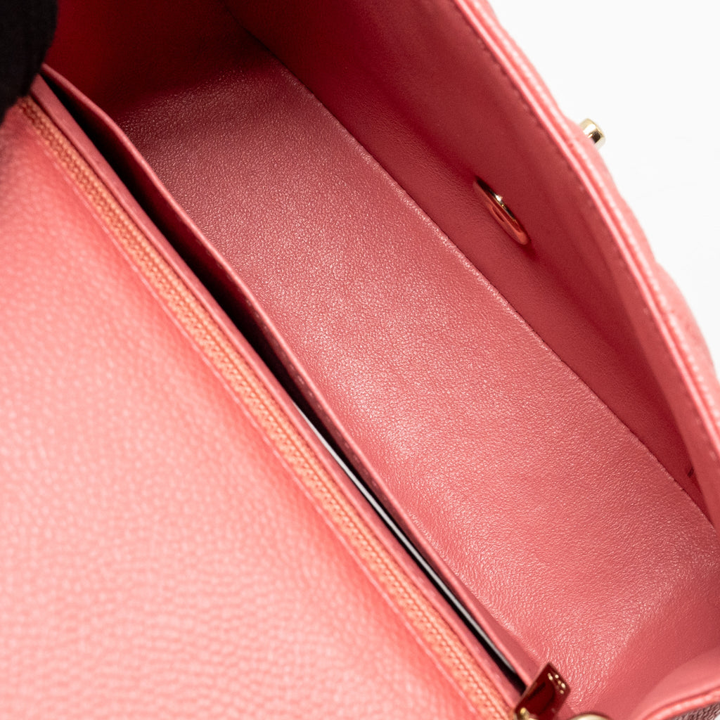 CHANEL MINI RECTANGULAR FLAP BAG CAVIAR PINK GHW