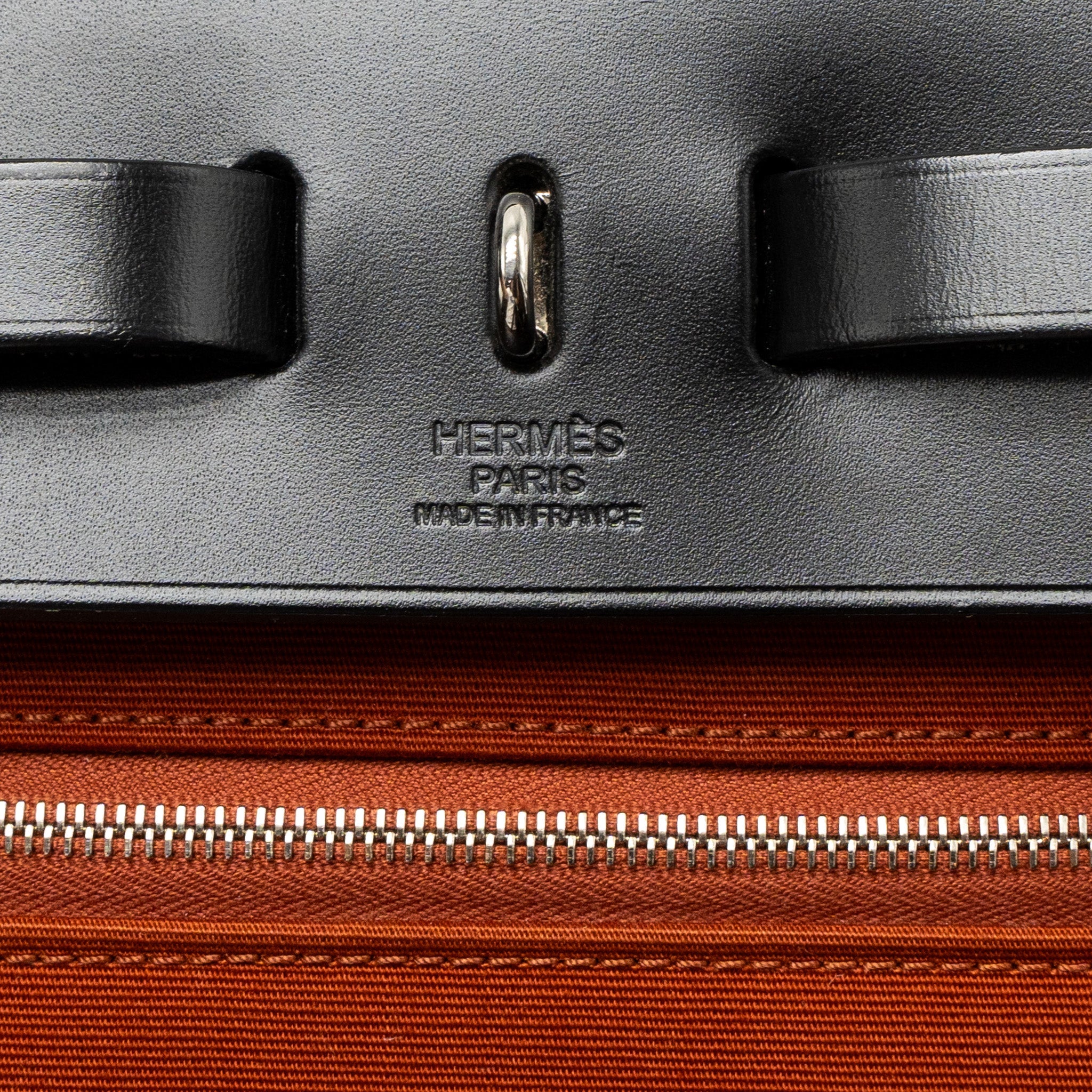 HERMES HERBAG 31 CANVAS/HUNTER CUIVRE/BLACK SHW