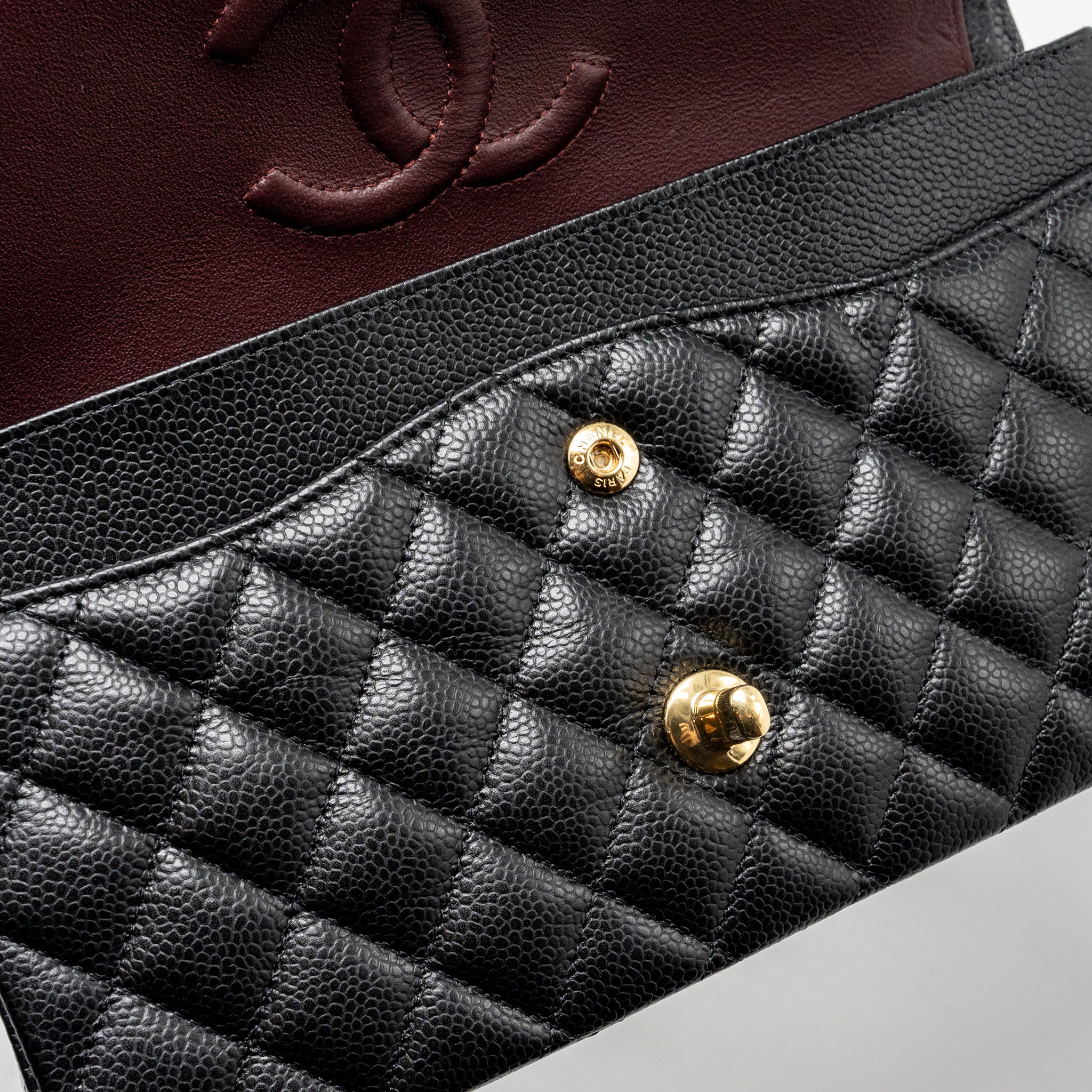 CHANEL MEDIUM CLASSIC DOUBLE FLAP BAG CAVIAR BLACK GHW (MICROCHIP)
