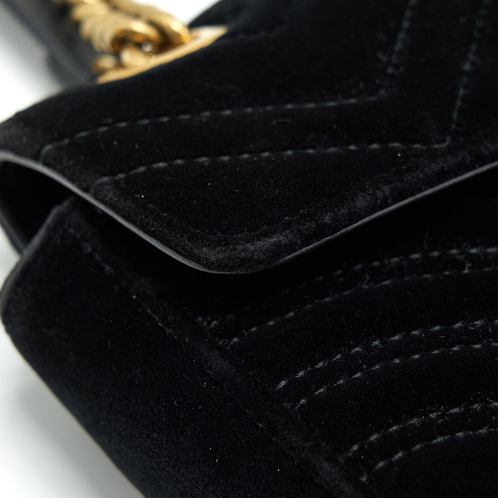 GUCCI MINI MARMONT VELVET BLACK GHW