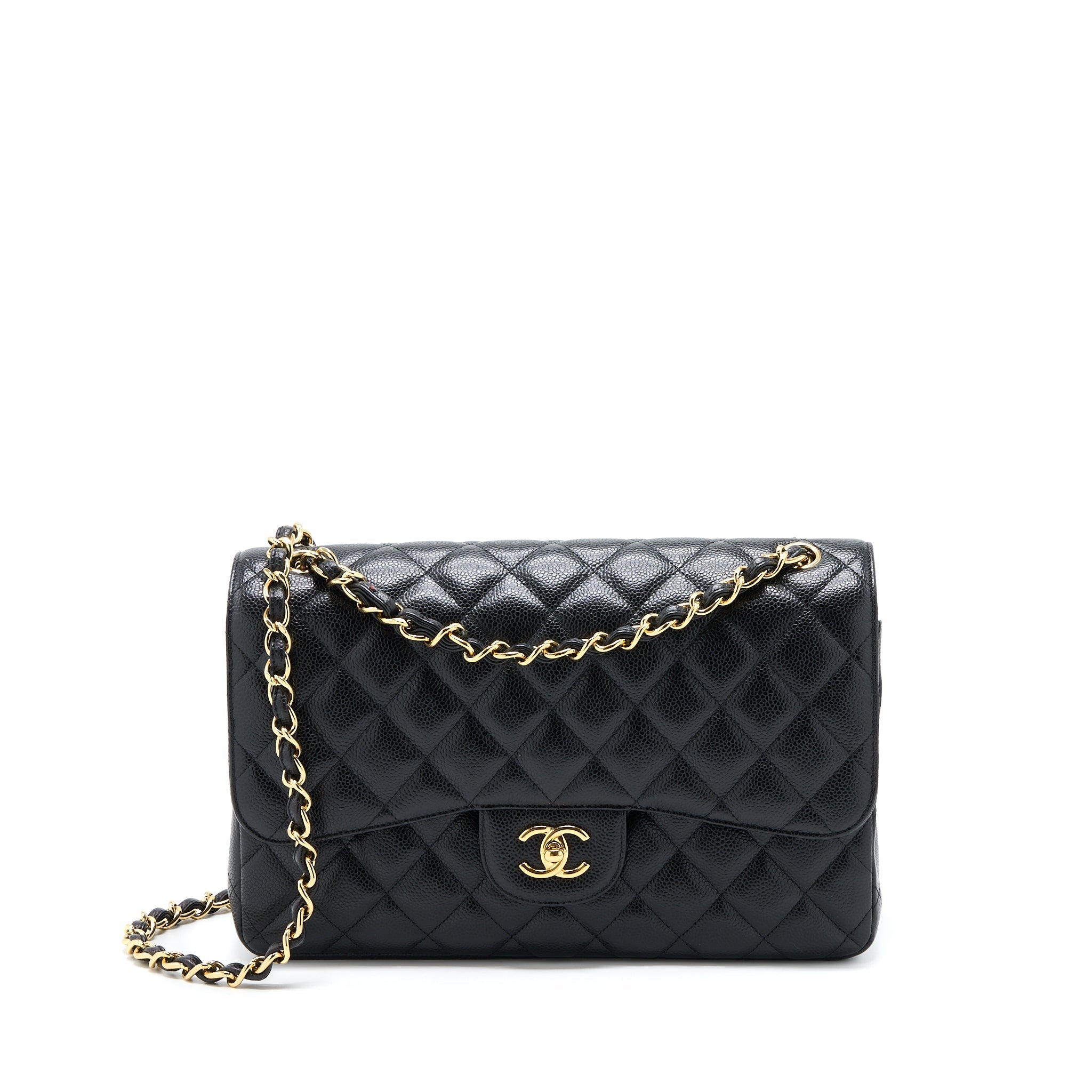 CHANEL JUMBO CLASSIC DOUBLE FLAP BAG CAVIAR BLACK GHW