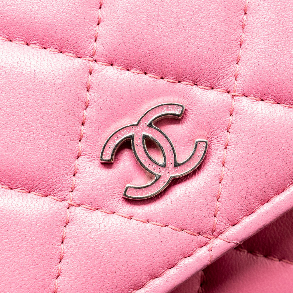 CHANEL CLASSIC WALLET ON CHAIN LAMBSKIN PINK SHW