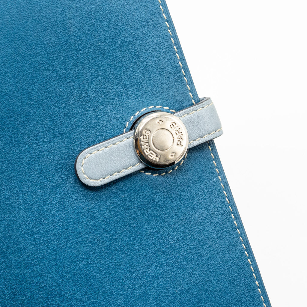 HERMES DOGON COMPACT WALLET SWIFT BLUE SHW