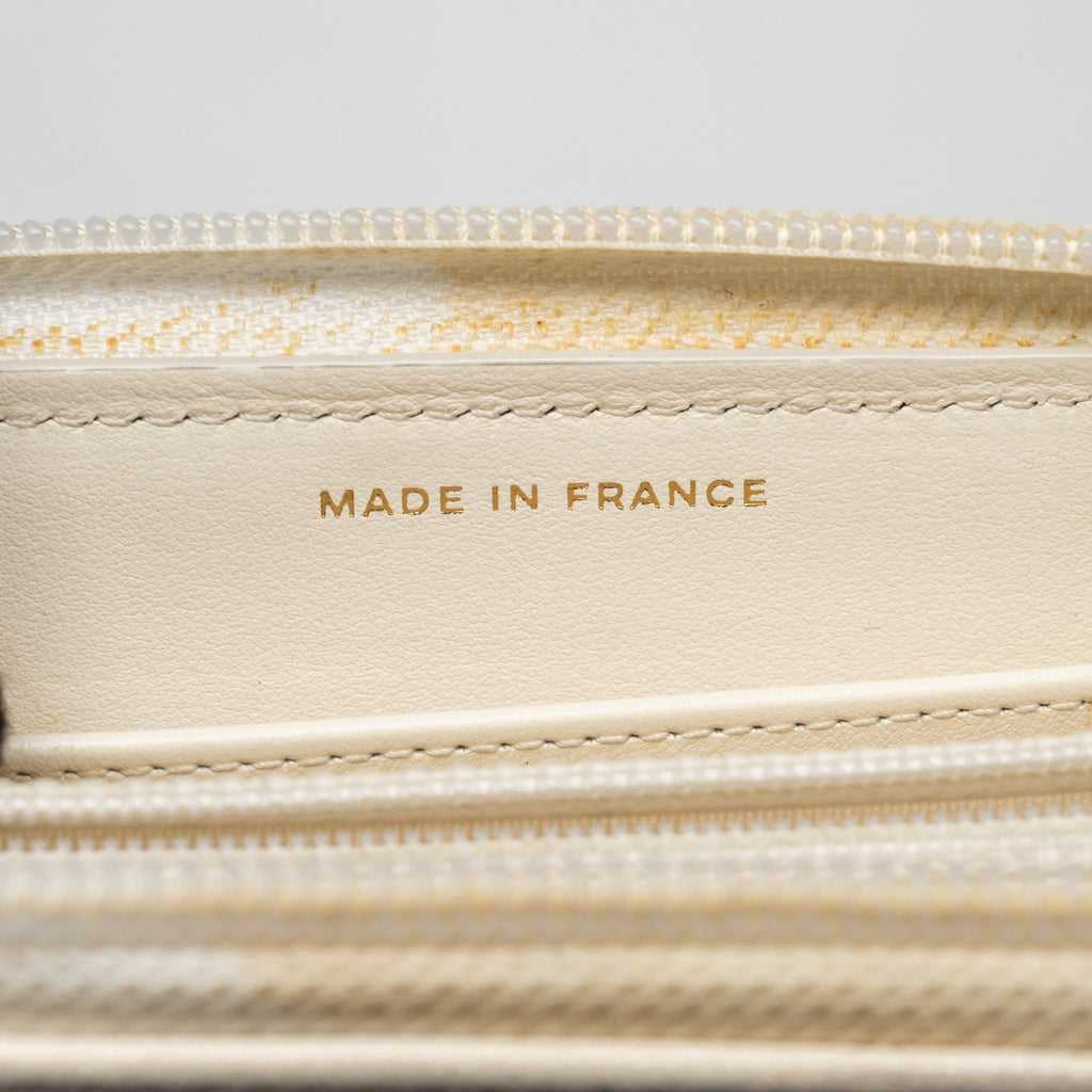 CHANEL CHEVRON BOY ZIP LONG WALLET CAVIAR WHITE LGHW