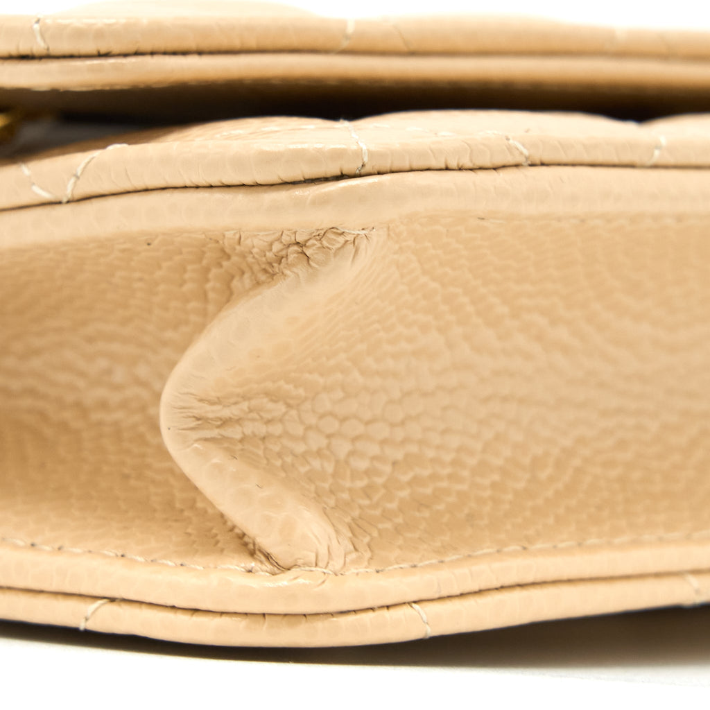 CHANEL CLASSIC WALLET ON CHAIN CAVIAR BEIGE GHW (MICROCHIP)