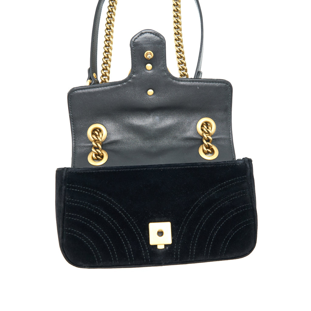 GUCCI MINI MARMONT VELVET BLACK GHW
