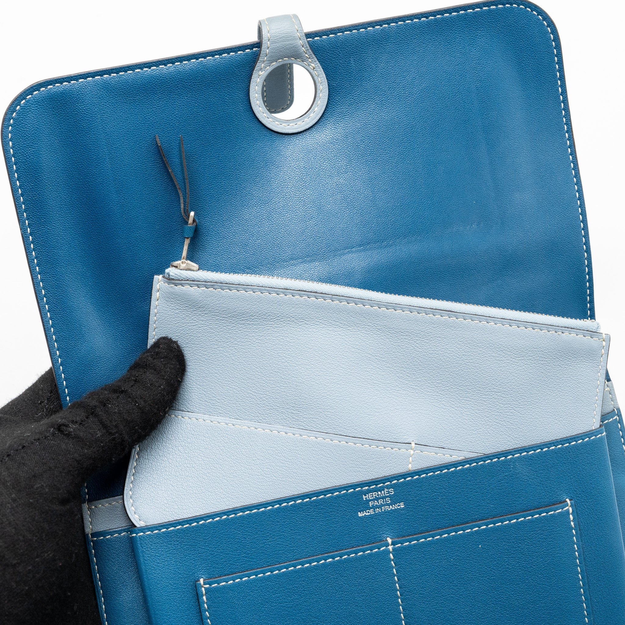 HERMES DOGON COMPACT WALLET SWIFT BLUE SHW