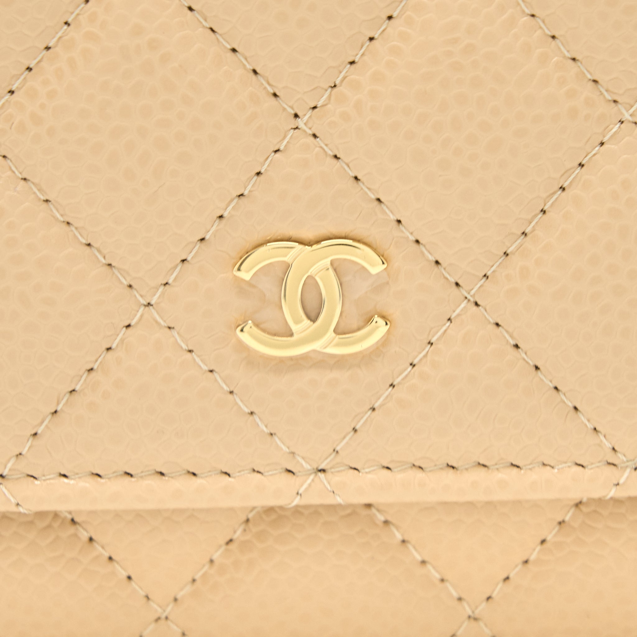 CHANEL CLASSIC WALLET ON CHAIN CAVIAR BEIGE GHW (MICROCHIP)