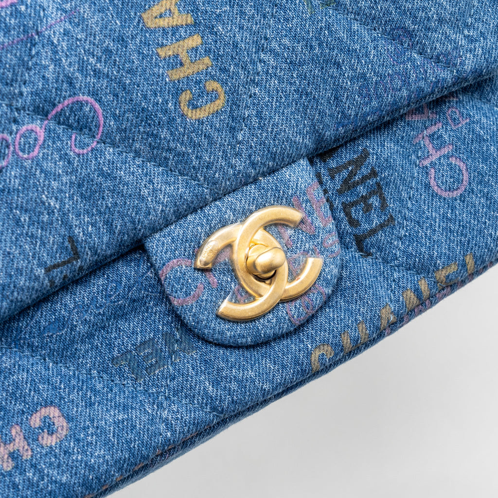 CHANEL 22P DENIM FLAP BAG DENIM BLUE BRUSHED GHW (MICROCHIP)