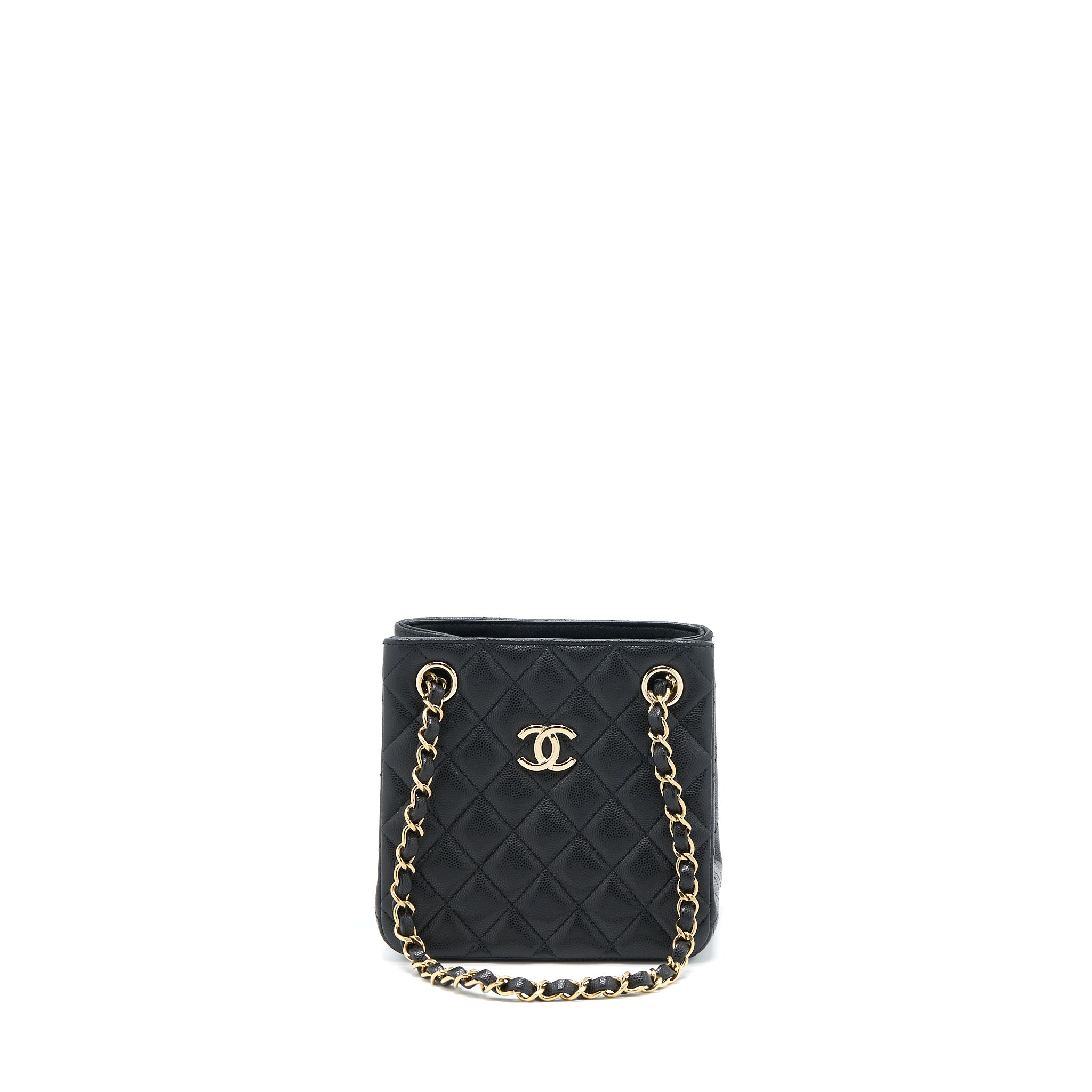 CHANEL 23C MINI BUCKET BAG CAVIAR BLACK LGHW (MICROCHIP)