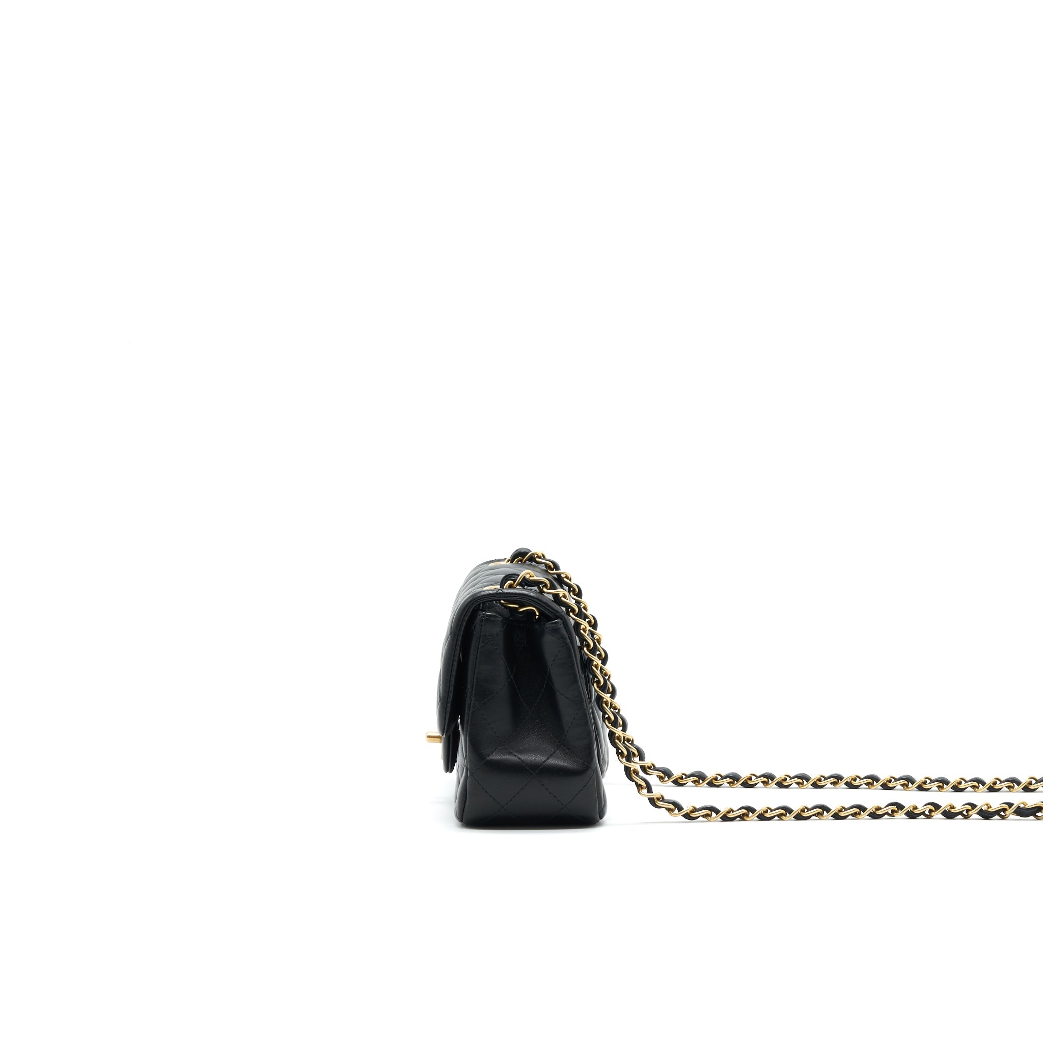 CHANEL MINI SQUARE BLACK LAMBSKIN GHW