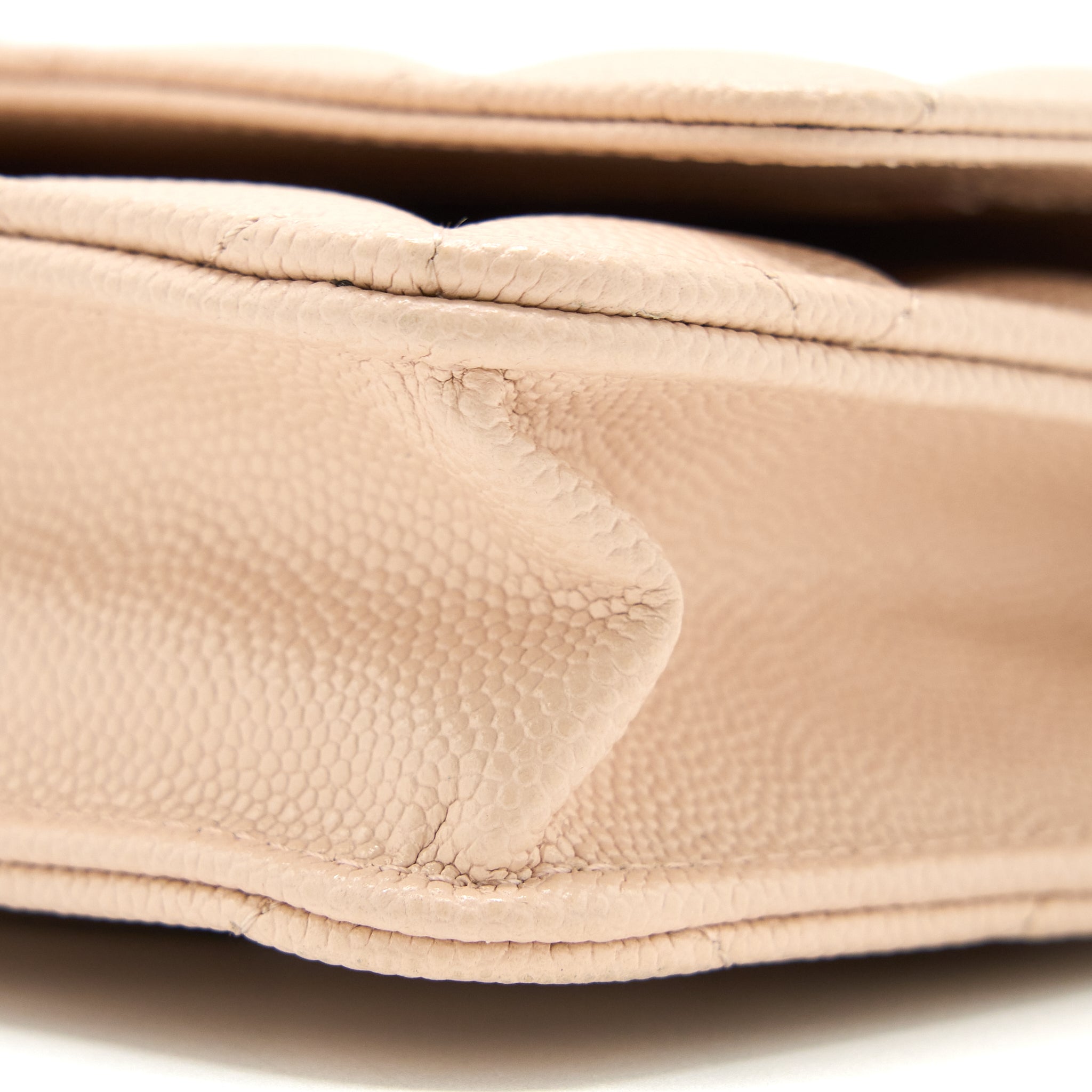 CHANEL CLASSIC WALLET ON CHAIN CAVIAR LIGHT PINK LGHW (MICROCHIP)