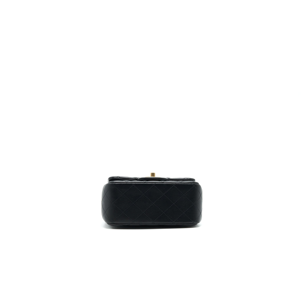 CHANEL MINI SQUARE BLACK LAMBSKIN GHW