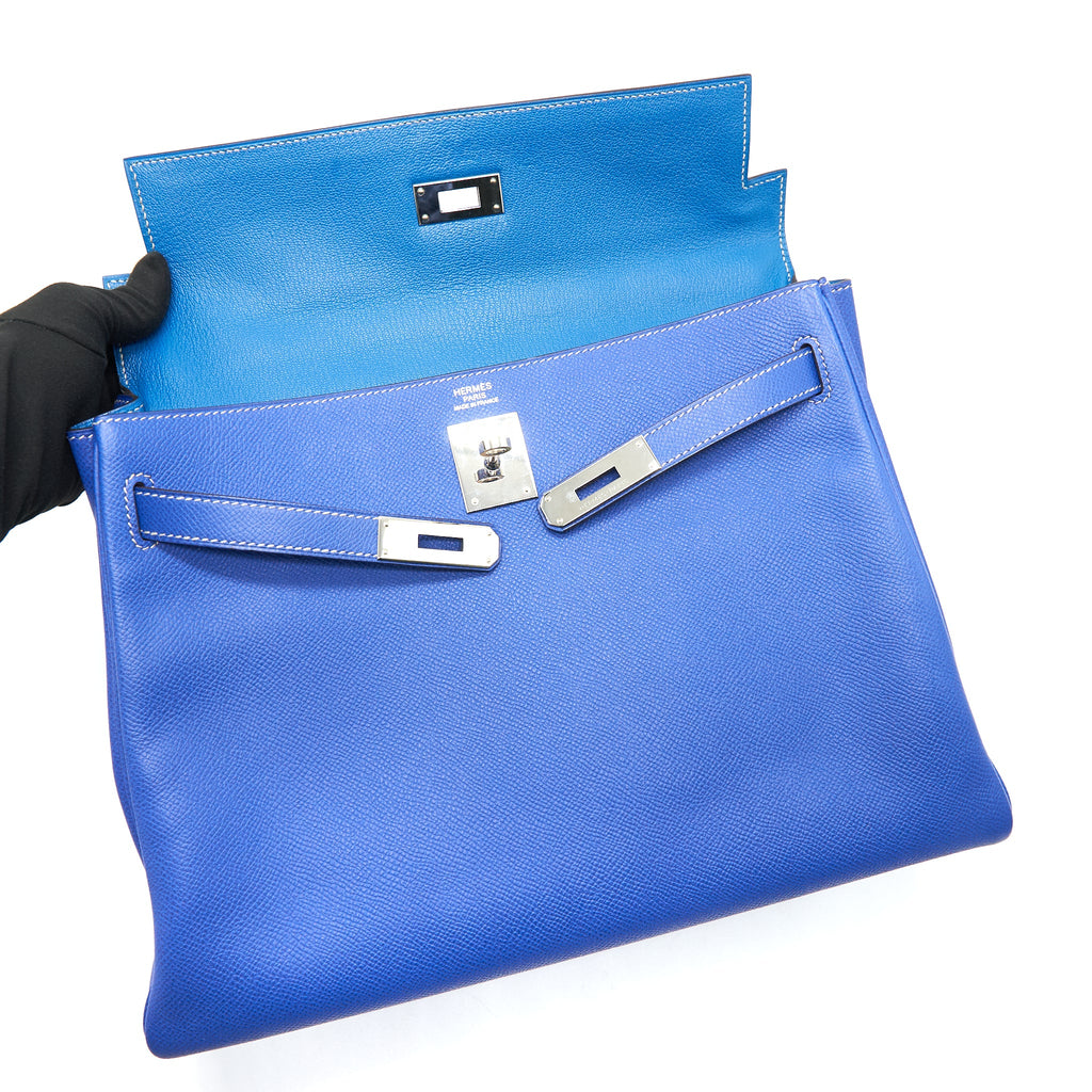 HERMES KELLY 32 7T BLEU ELECTRIQUE EPSOM