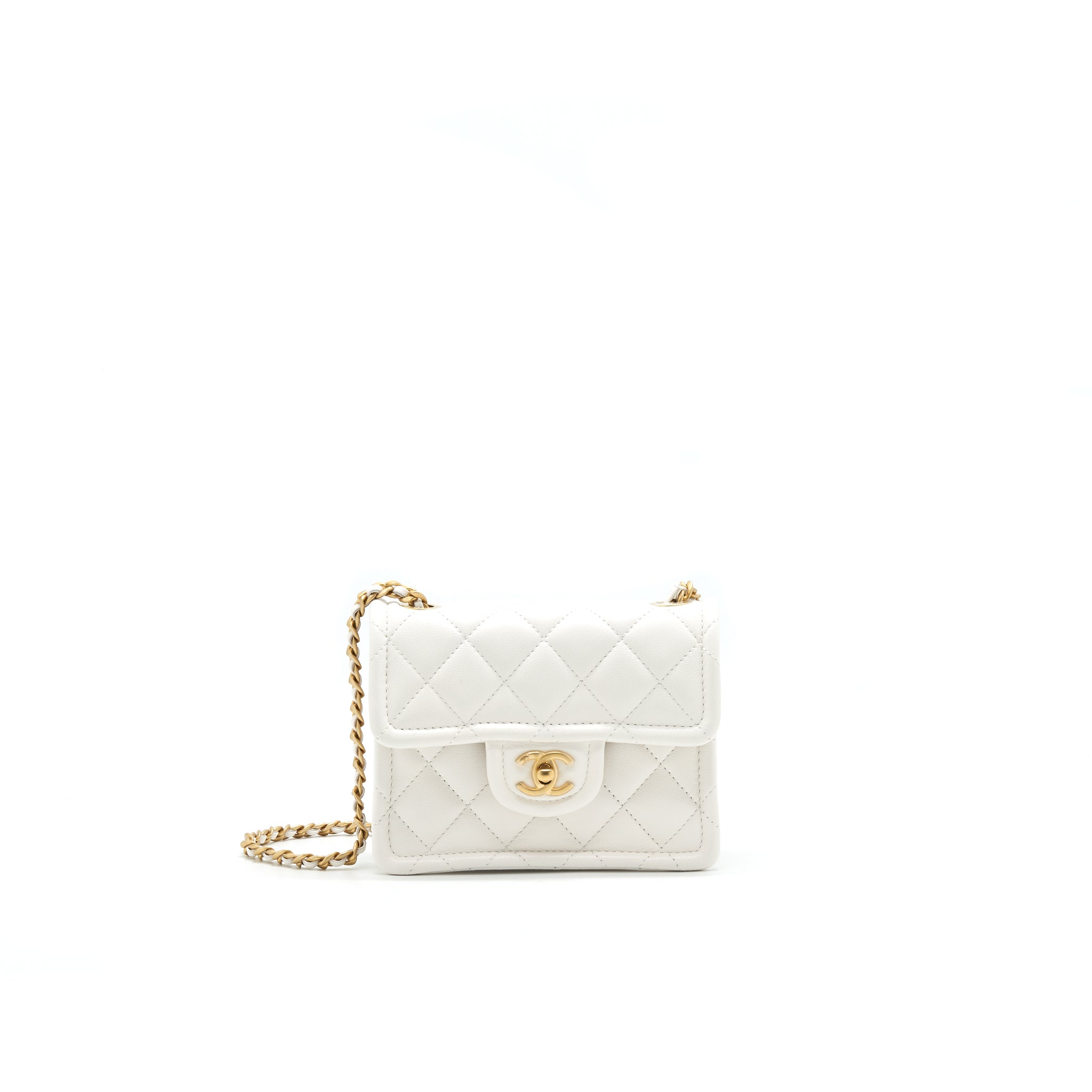 CHANEL 2021 SQUARE FLAP CROSS BODY WHITE GHW SERIAL 31