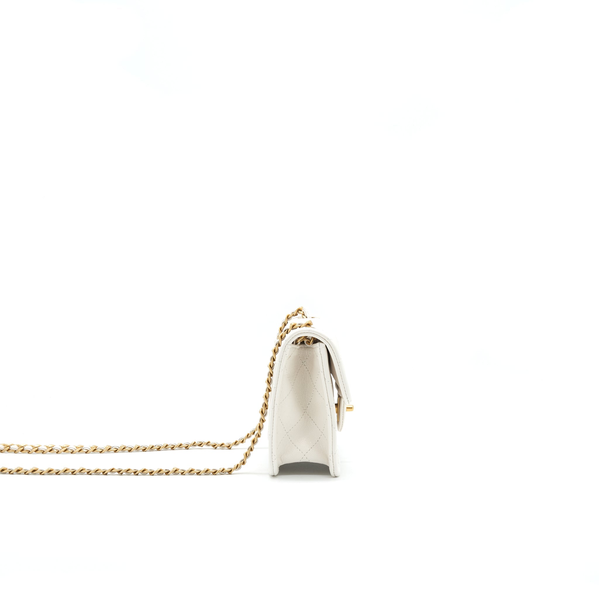 CHANEL 2021 SQUARE FLAP CROSS BODY WHITE GHW SERIAL 31
