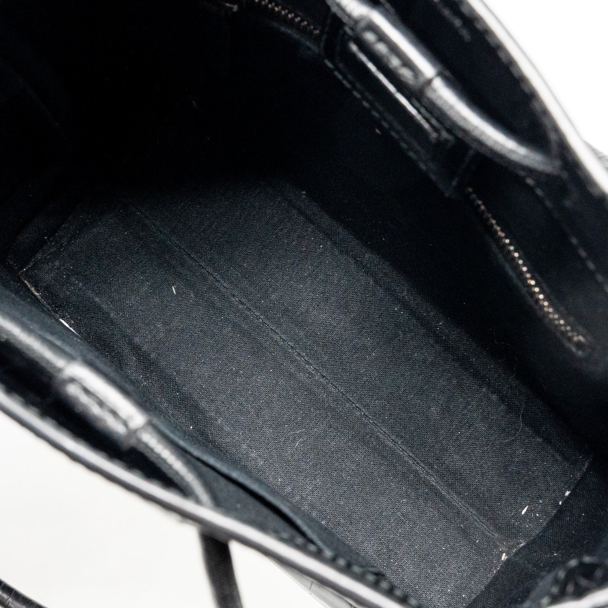 BALENCIAGA SHOPPING TOTE BAG XXS CROC EMBOSSED CALFSKIN BLACK SHW