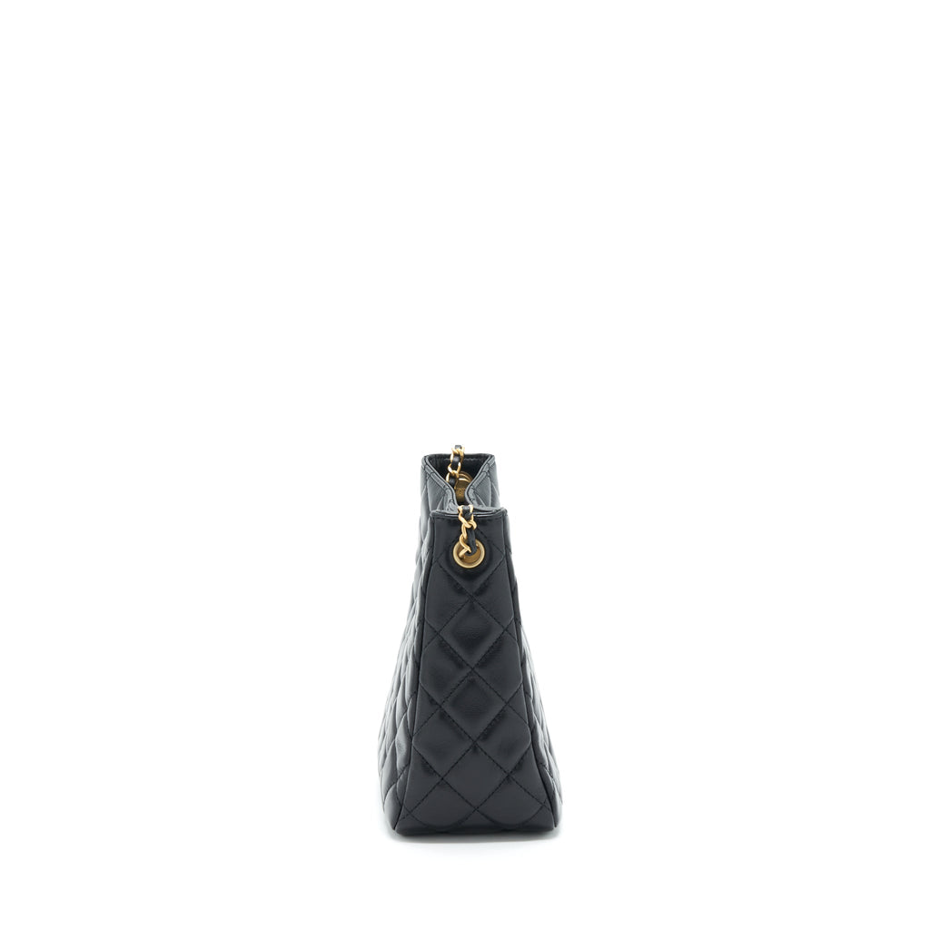 CHANEL 22S PEARL CRUSH HOBO BAG LAMBSKIN BLACK GHW (MICROCHIP)