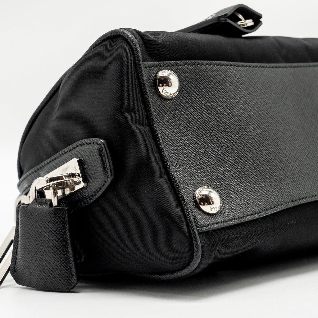 PRADA TOP HANDLE RE-EDITION 2005 NYLON BAG BLACK SHW