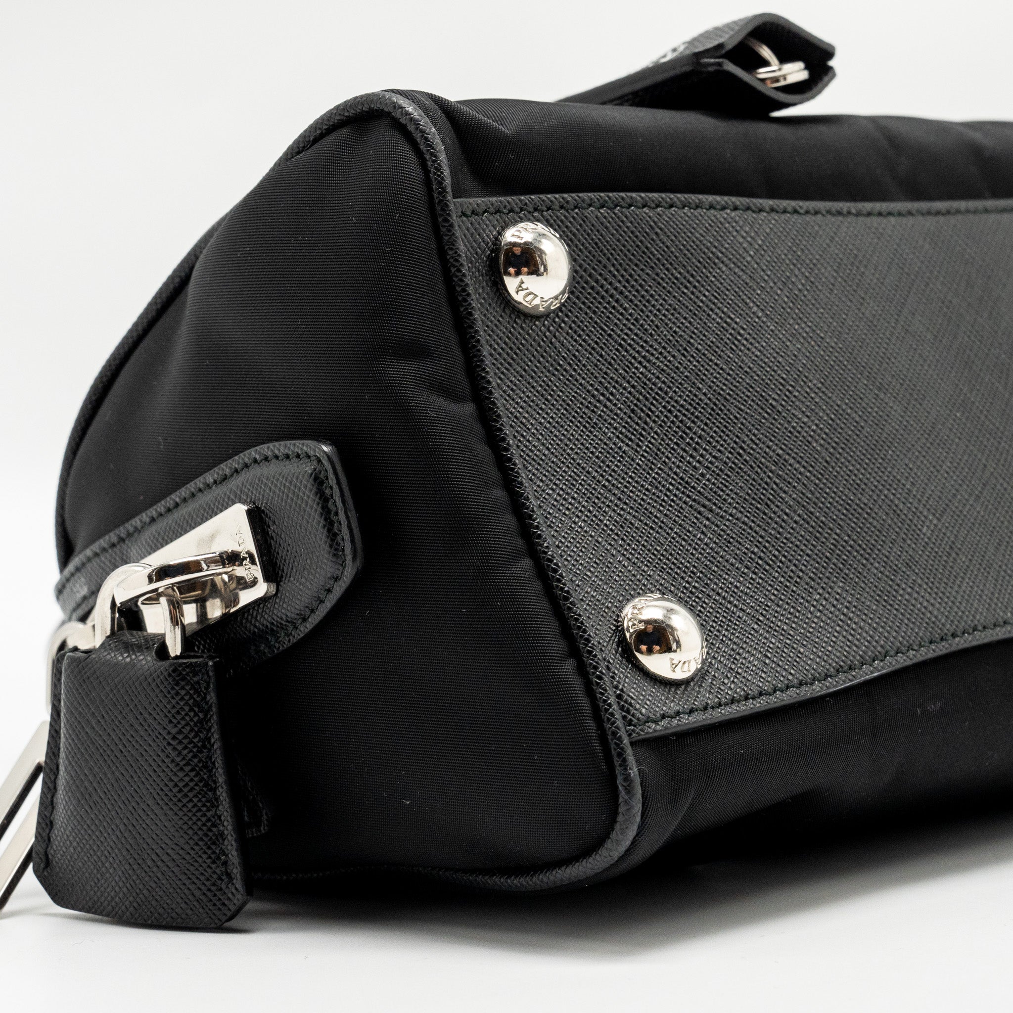 PRADA TOP HANDLE RE-EDITION 2005 NYLON BAG BLACK SHW