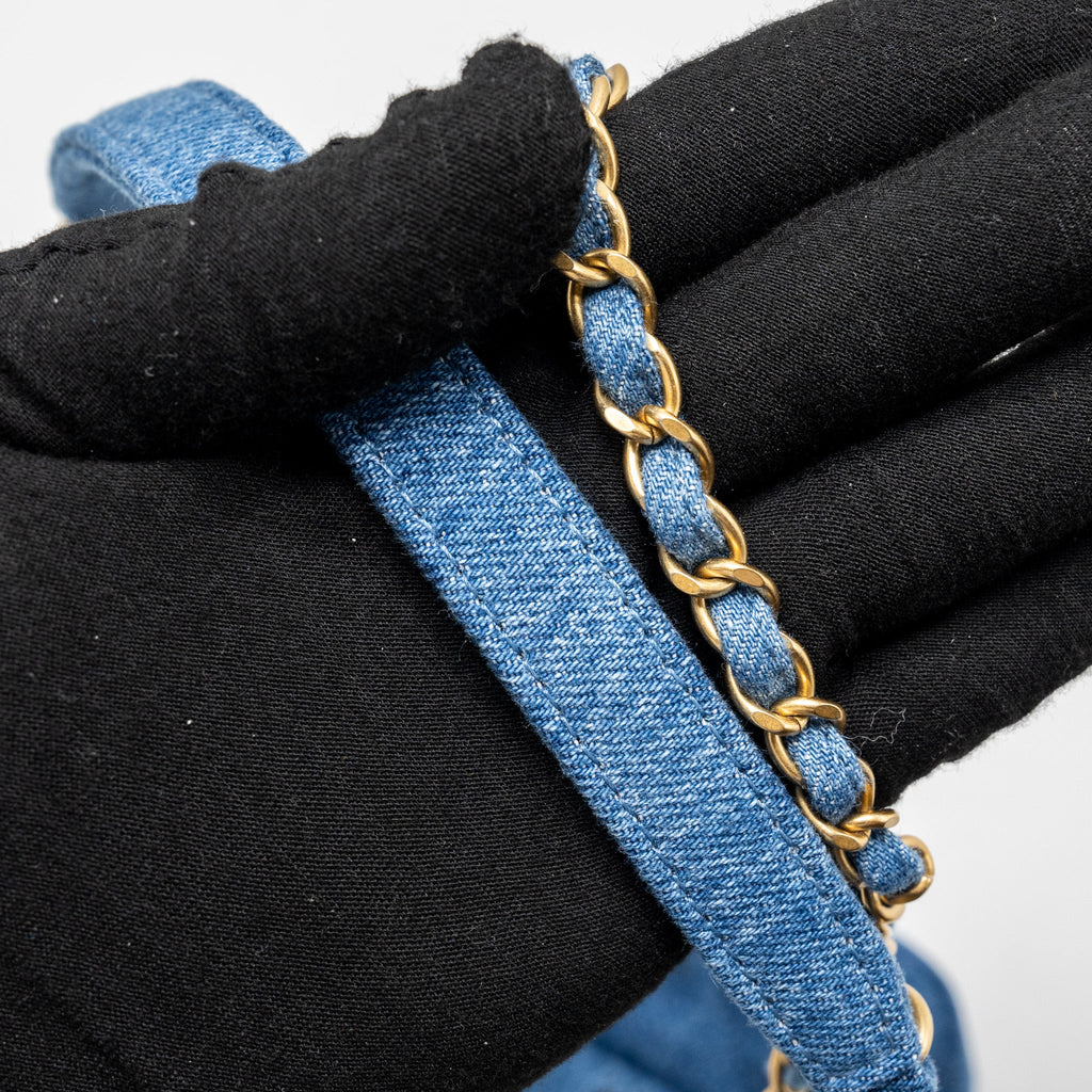 CHANEL 22P DENIM FLAP BAG DENIM BLUE BRUSHED GHW (MICROCHIP)