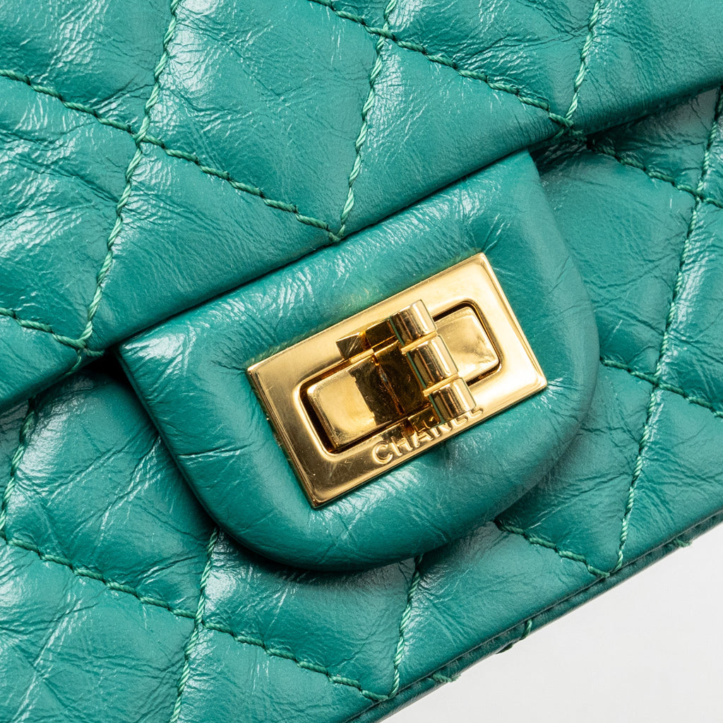 CHANEL MINI 2.55 REISSUE FLAP BAG CALFSKIN GREEN GHW